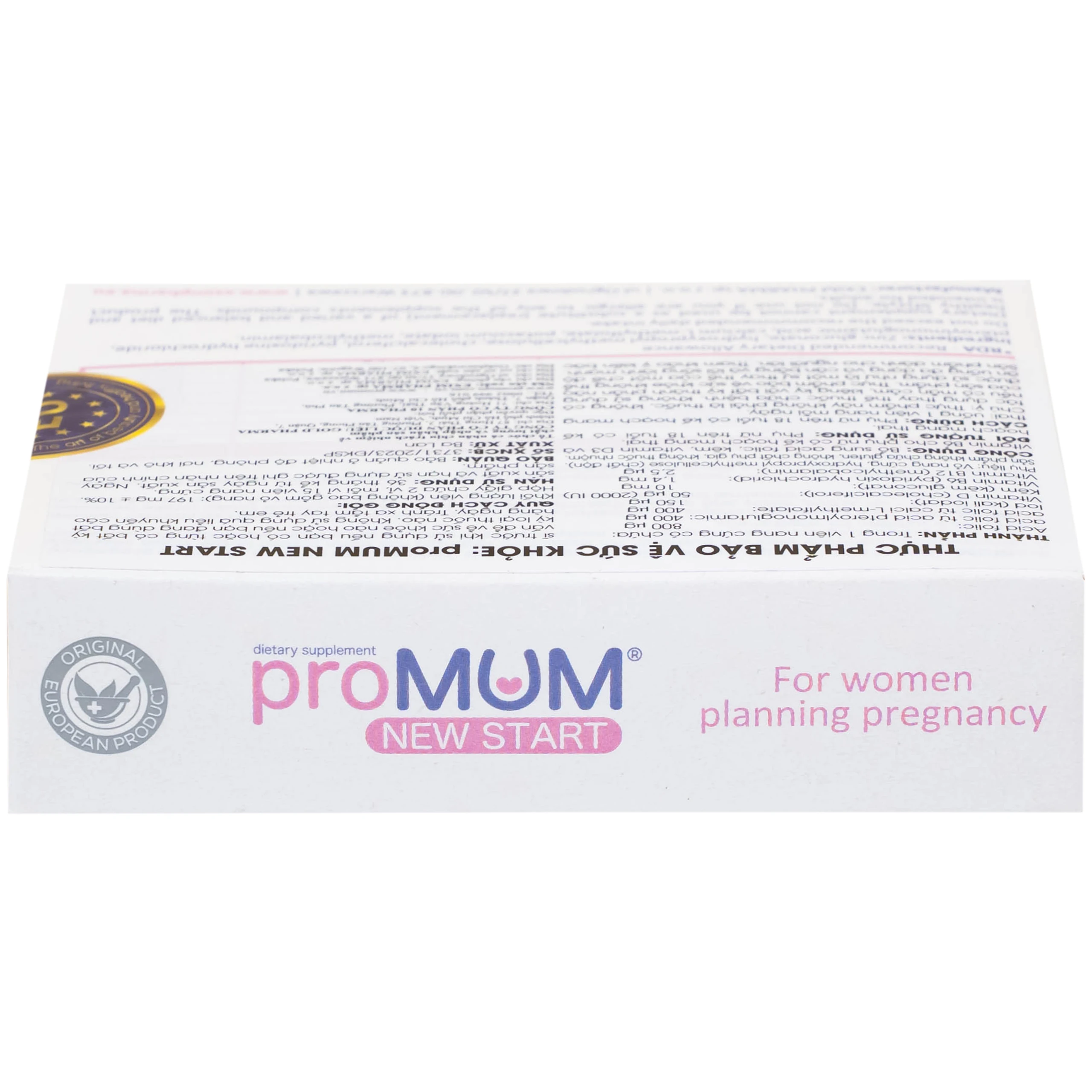 Viên uống bổ sung acid folic, kẽm, vitamin cho phụ nữ có kế hoạch mang thai proMUM New Start (2 vỉ x 15 viên)