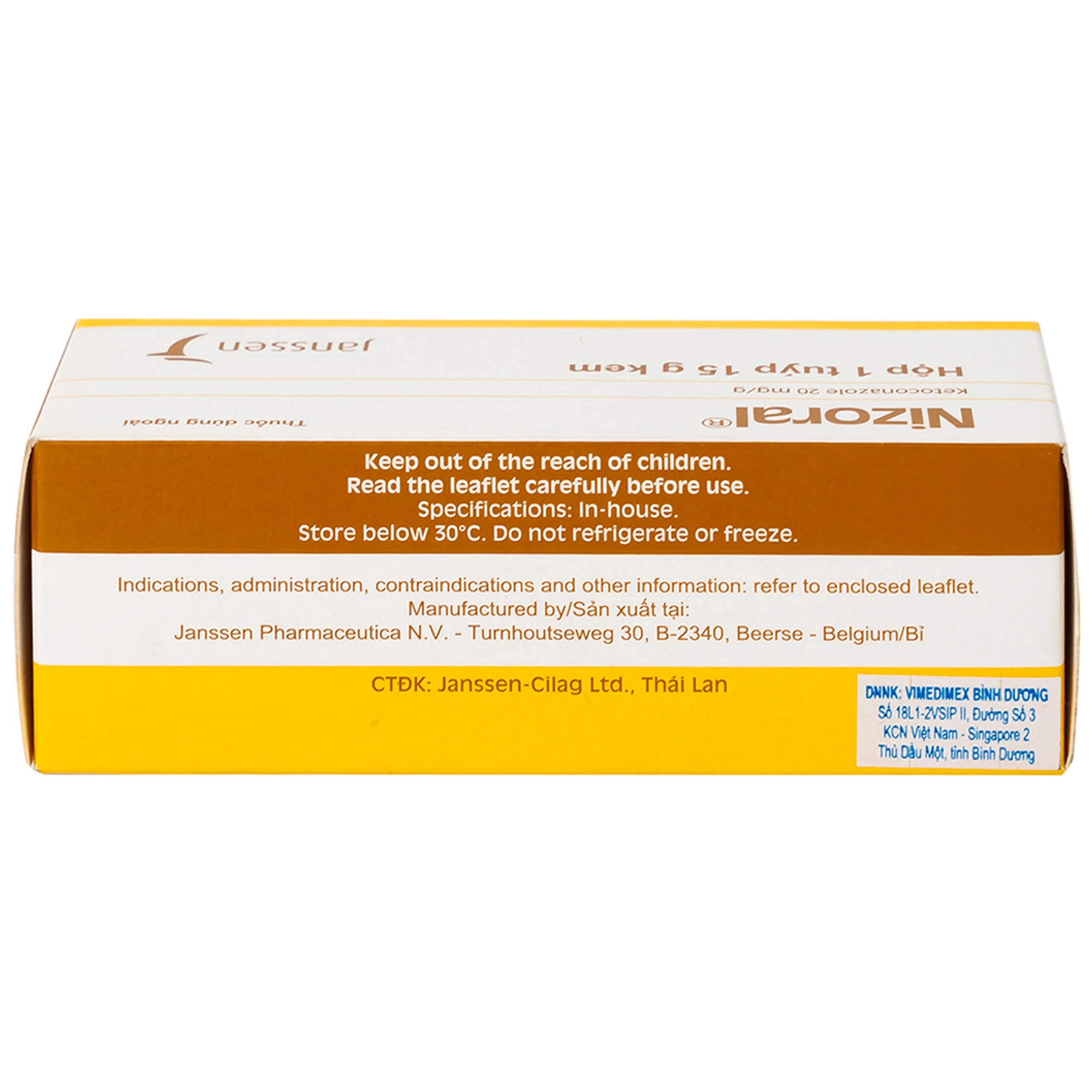 Kem Nizoral Jassen 20mg/g điều trị nhiễm nấm ngoài da (15g) 