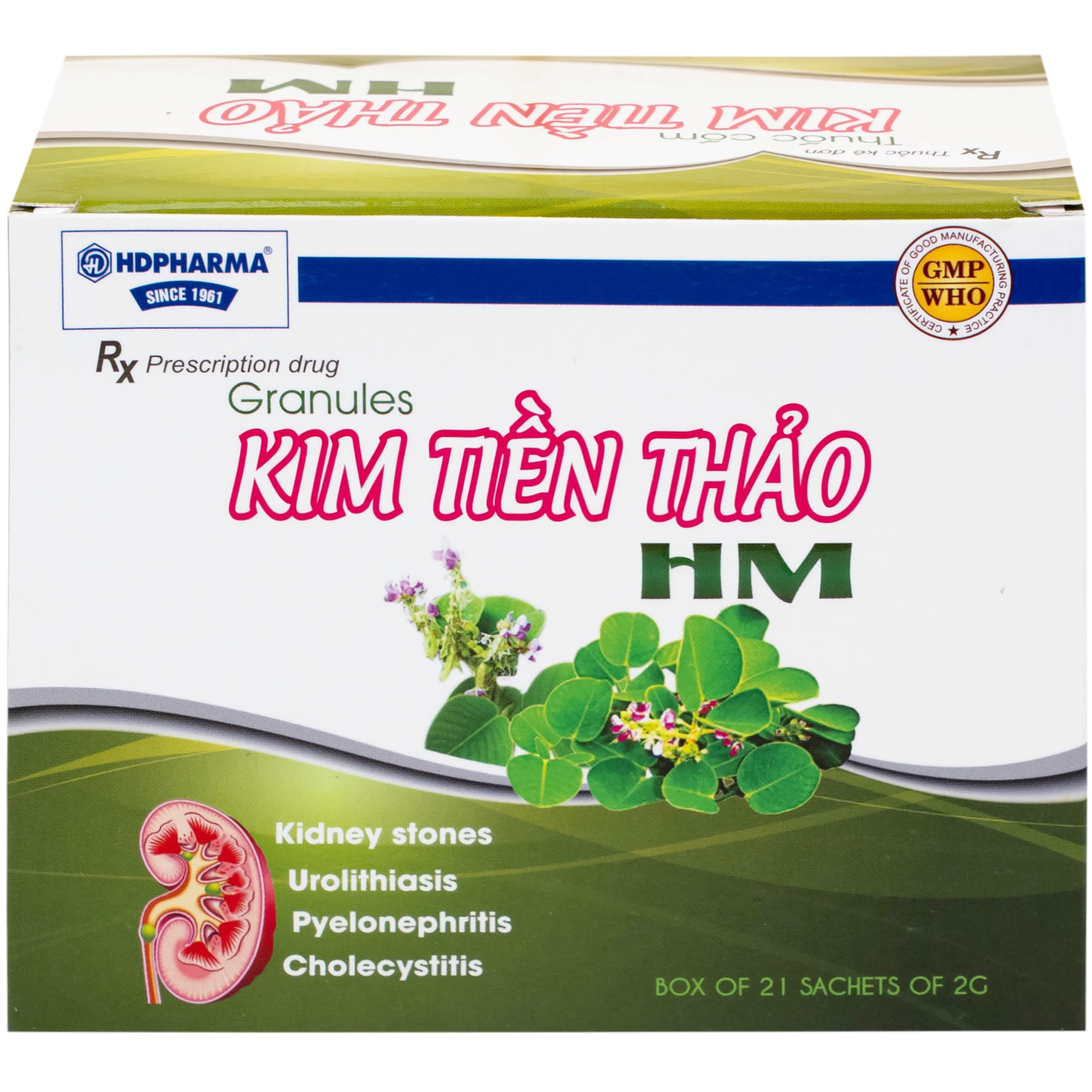 Thuốc cốm Kim Tiền Thảo HM trị sỏi thận, sỏi niệu, viêm bể thận, viêm túi mật (21 gói x 2g)