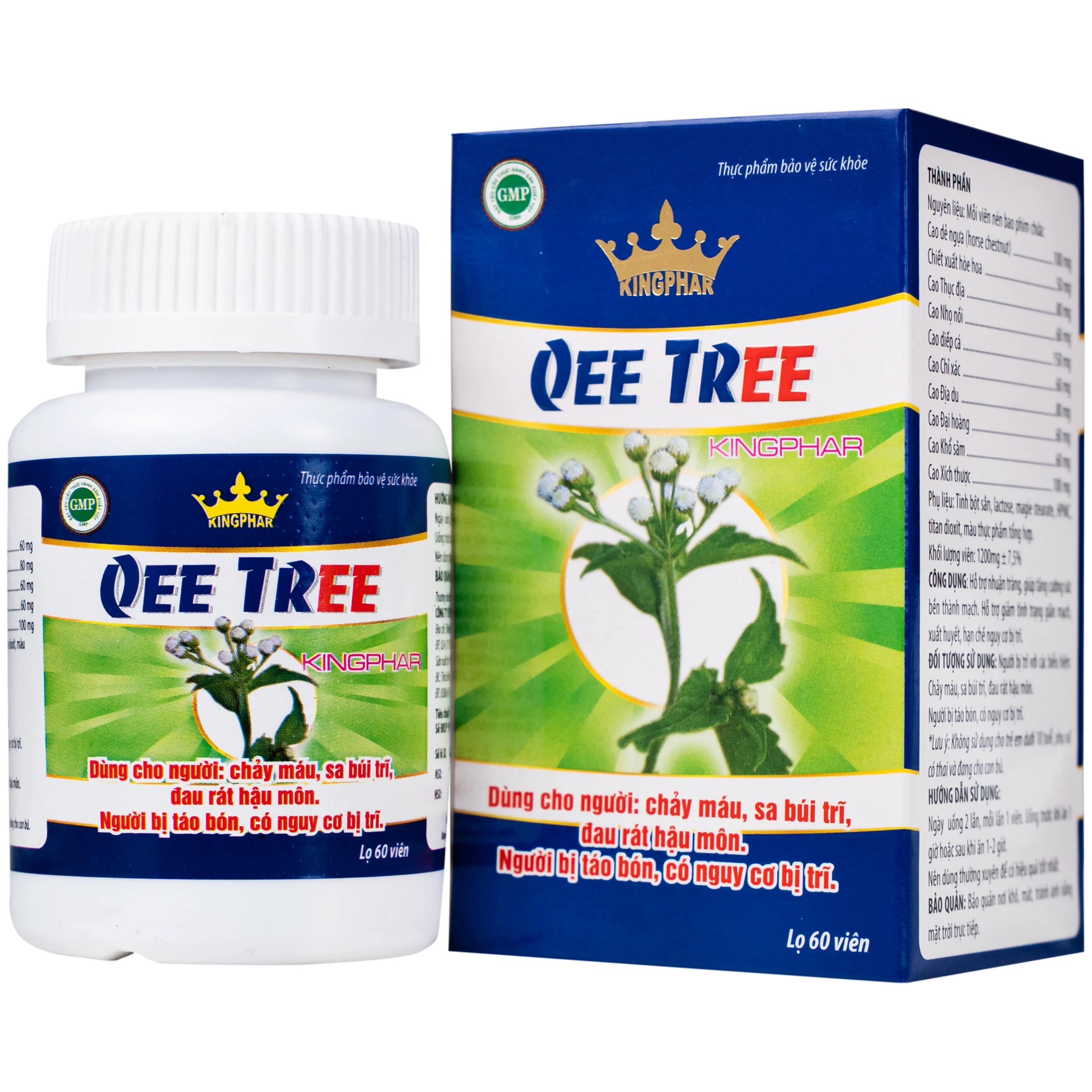 Viên uống hỗ trợ nhuận tràng, hạn chế nguy cơ bị trĩ Qee Tree Kingphar (60 viên)