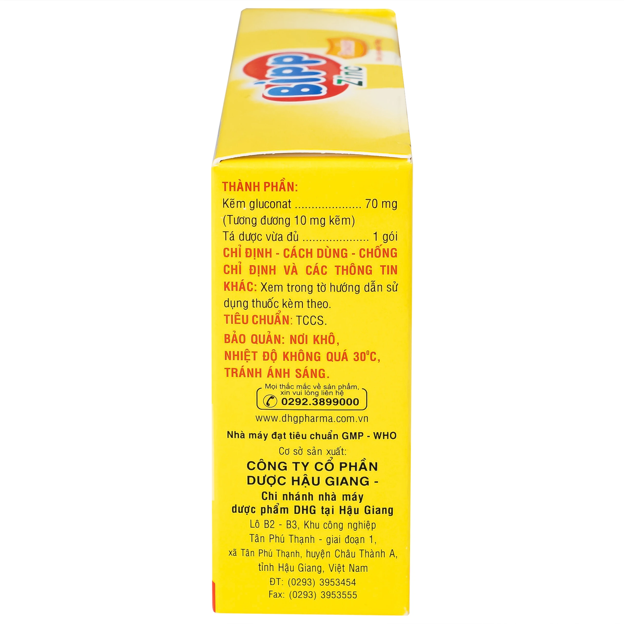 Thuốc Bipp zinc powder 70mg DHG giúp bổ sung kẽm, tăng cường sức để kháng cho trẻ em (24 gói x 1.5g)