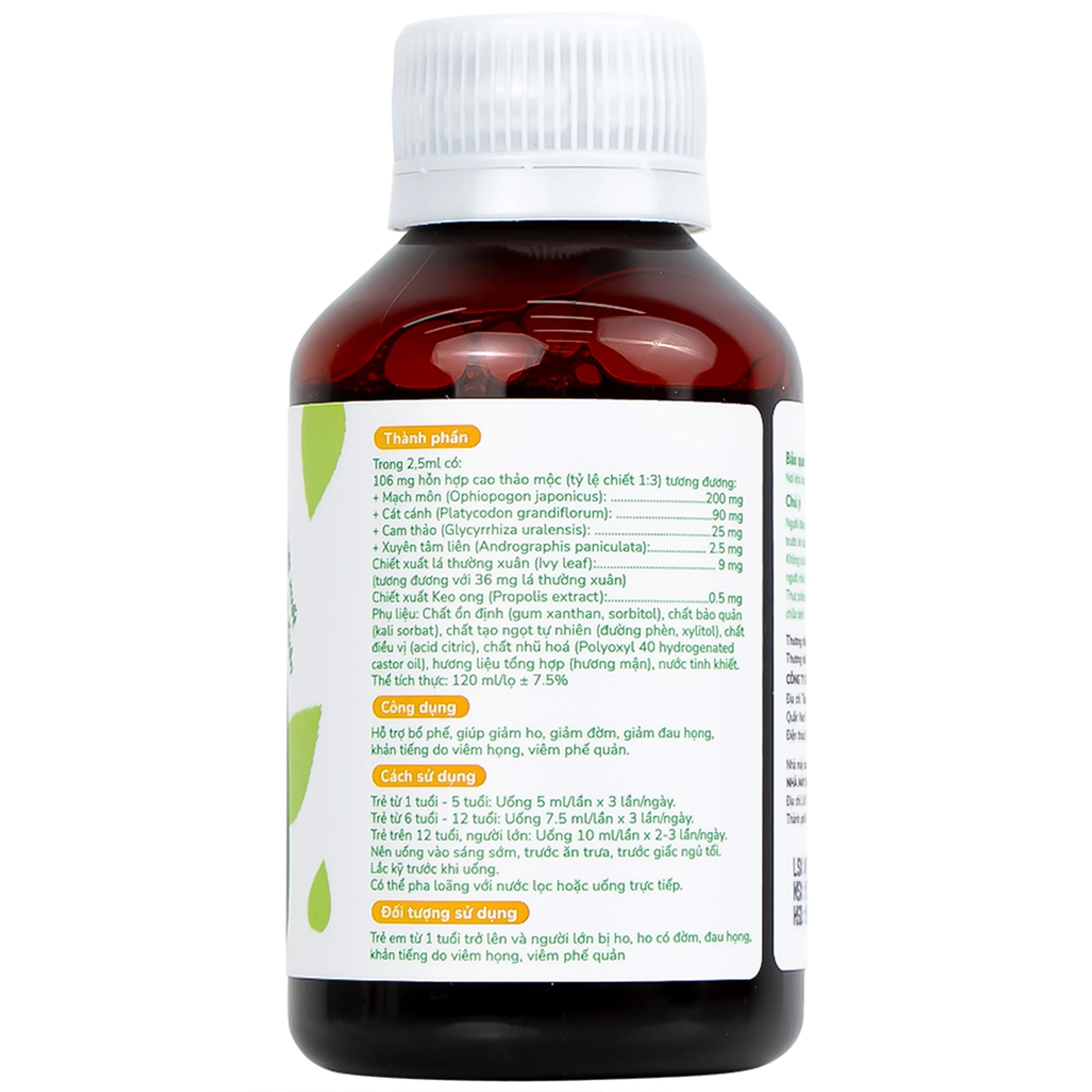 Siro hỗ giúp giảm ho, giảm đờm, giảm đau họng Bổ Phế Lábebé (120ml)