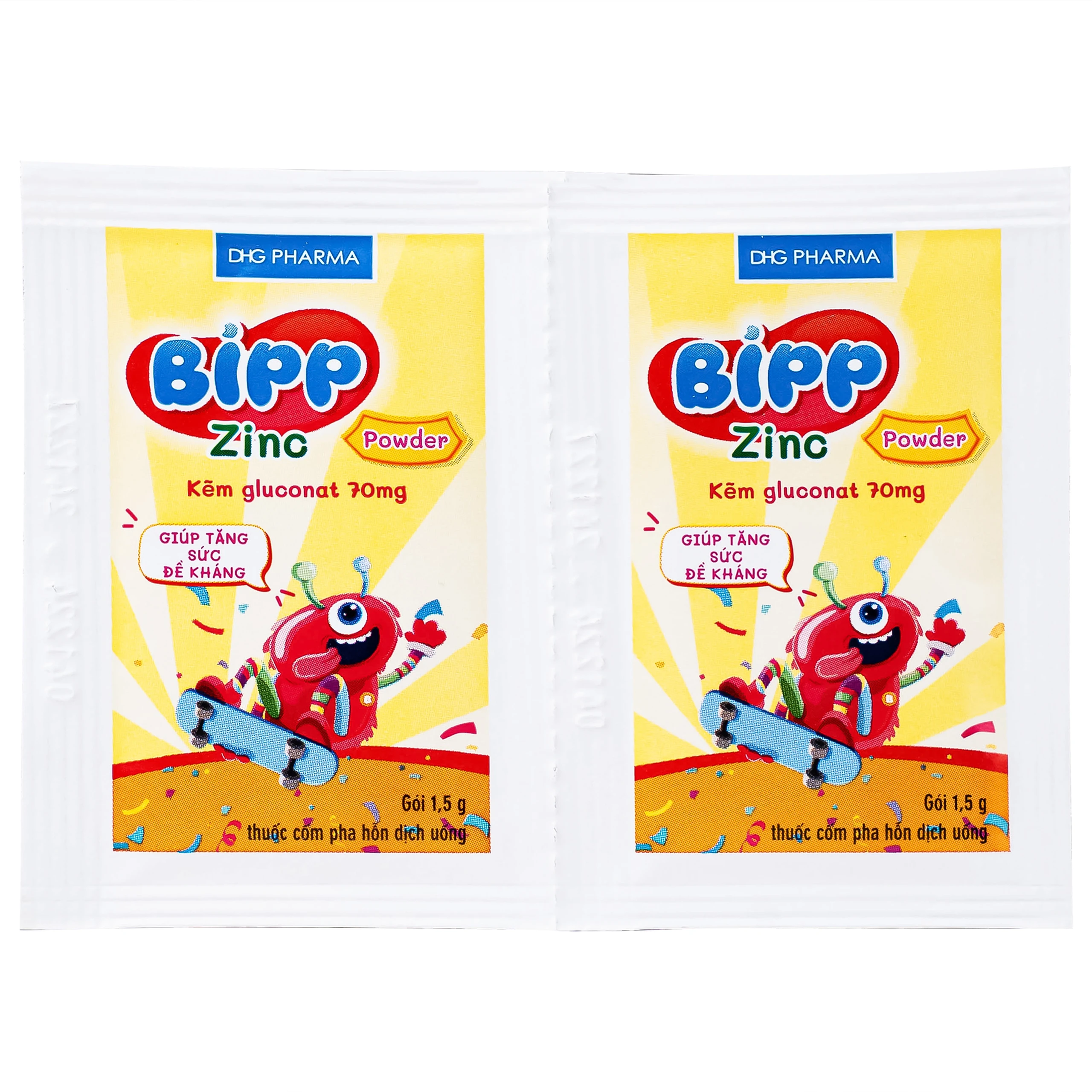 Thuốc Bipp zinc powder 70mg DHG giúp bổ sung kẽm, tăng cường sức để kháng cho trẻ em (24 gói x 1.5g)