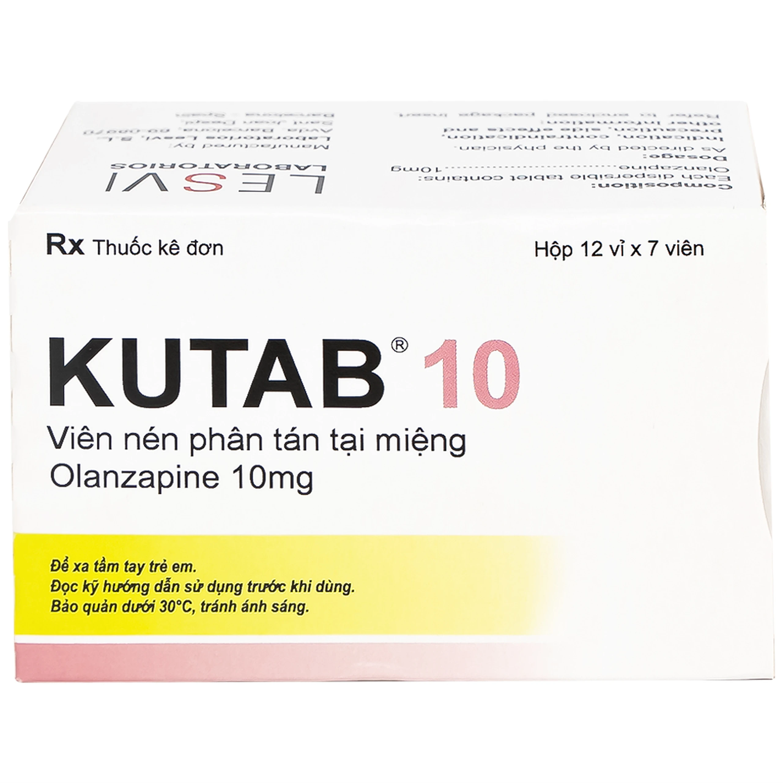 Thuốc Kutab 10 Levis điều trị tâm thần phân liệt, giai đoạn hưng cảm vừa đến nặng (12 vỉ x 7 viên)