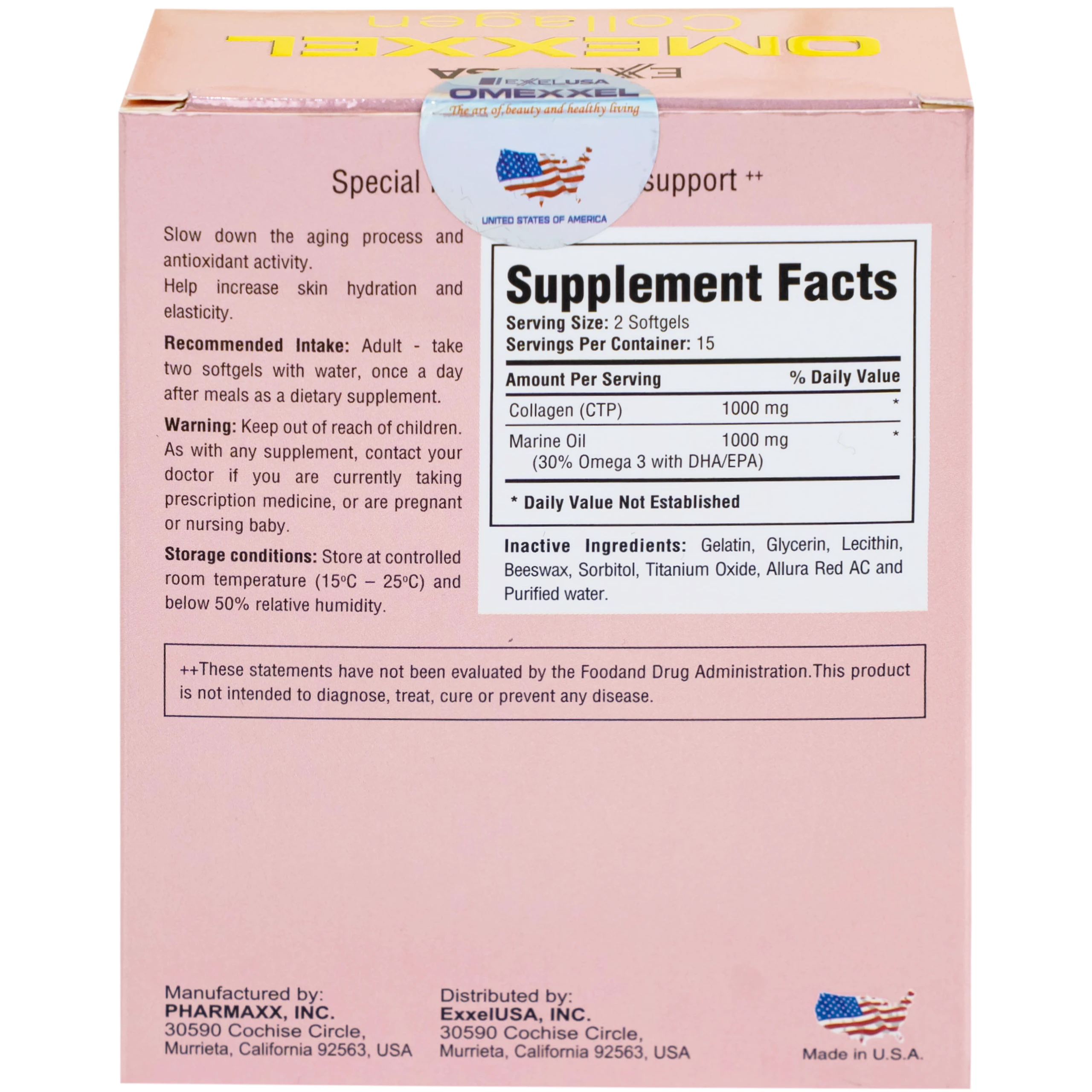 Viên uống giúp chậm quá trình lão hóa da, tăng đàn hồi da Omexxel Collagen (3 vỉ x 10 viên)