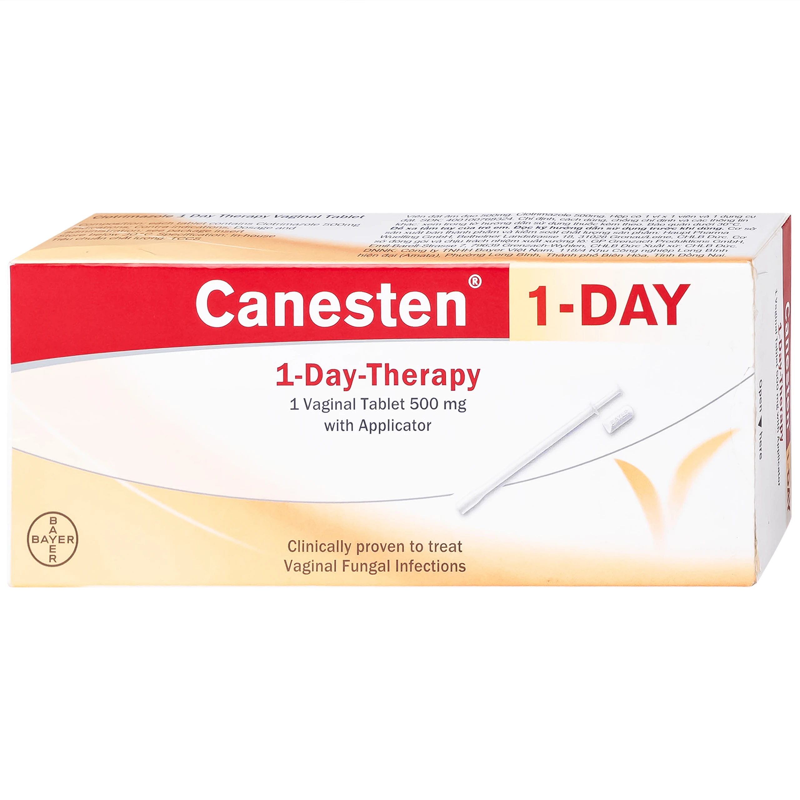 Viên đặt âm đạo Canesten 500mg Bayer hỗ trợ điều trị viêm âm đạo (1 viên)