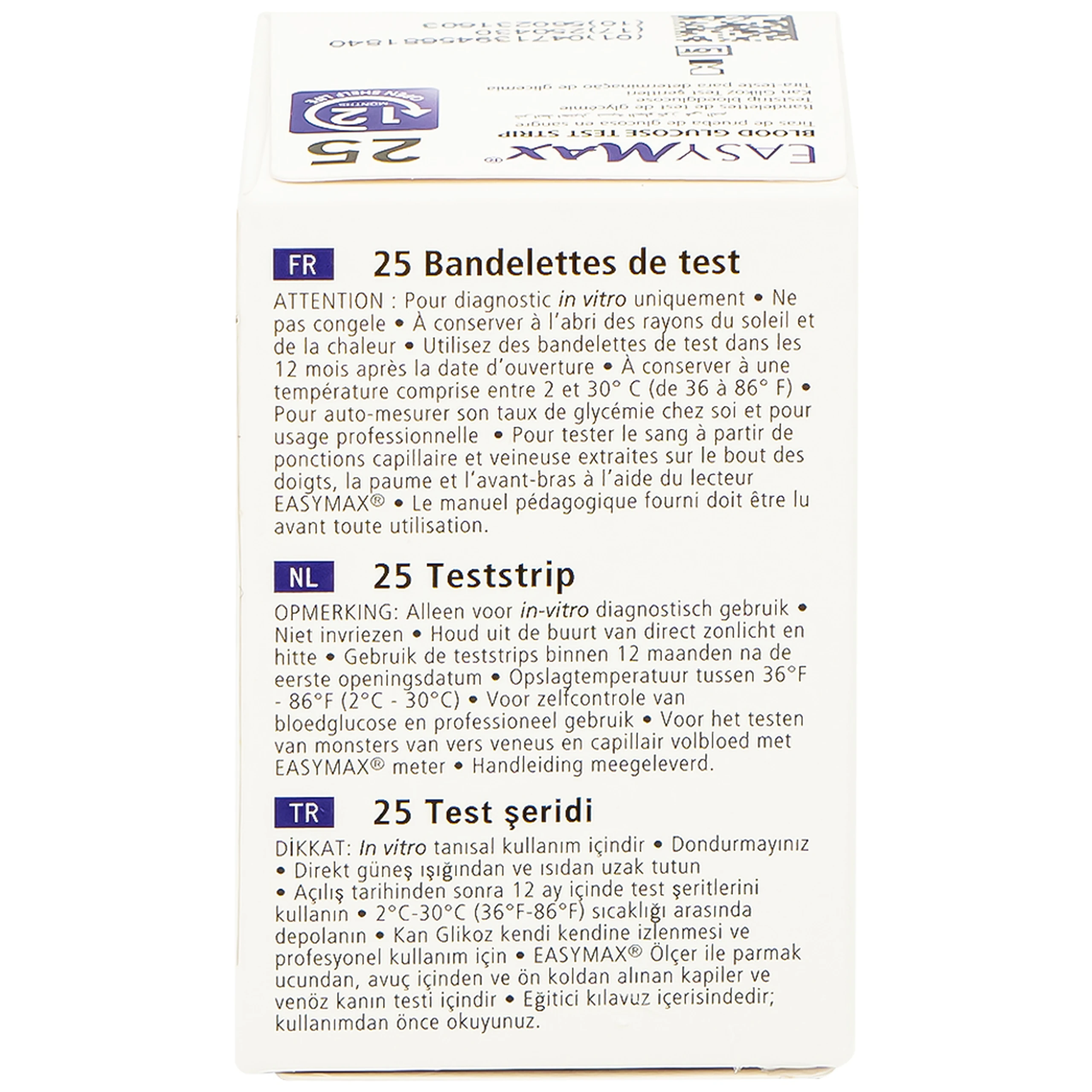 Combo 3 hộp que thử đường huyết Easy Max (25 cái) - tặng máy đo đường huyết Easy Max Tag