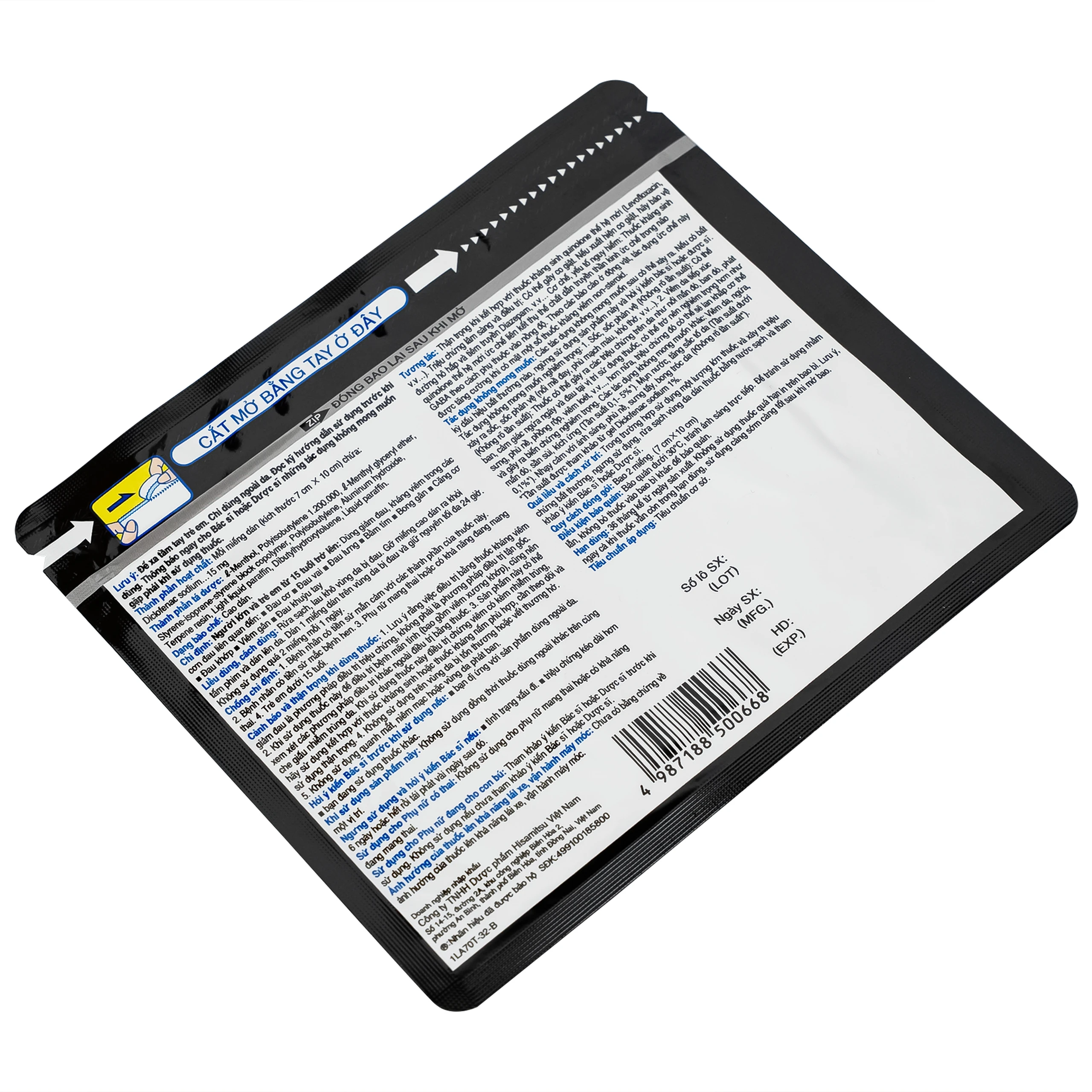 Cao dán Salonpas Diclofenac Patch Hisamitsu giảm đau, kháng viêm đau cơ, đau vai (15 gói x 2 miếng)