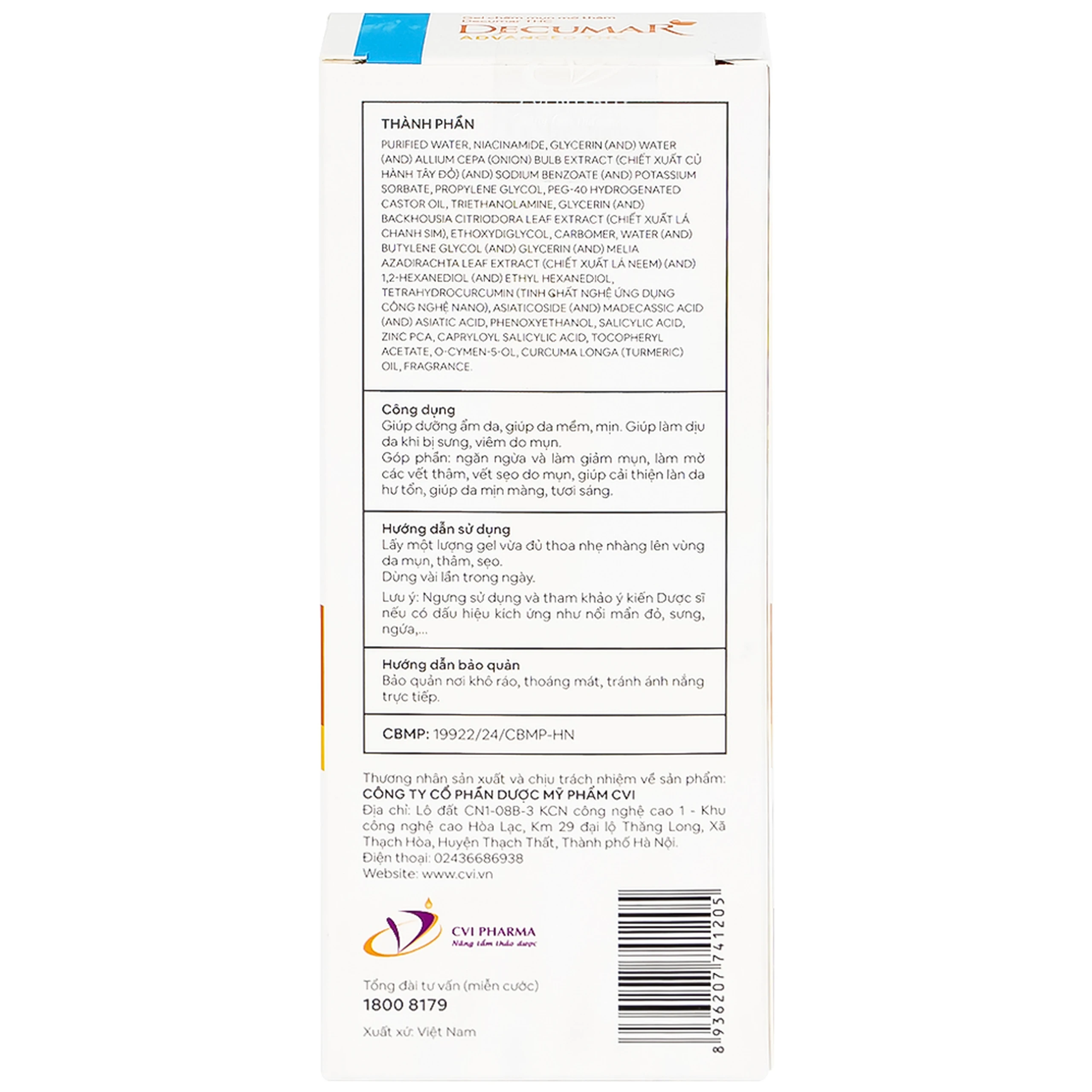 Gel bôi Decumar Advance THC giảm mụn, ngừa thâm (20g)