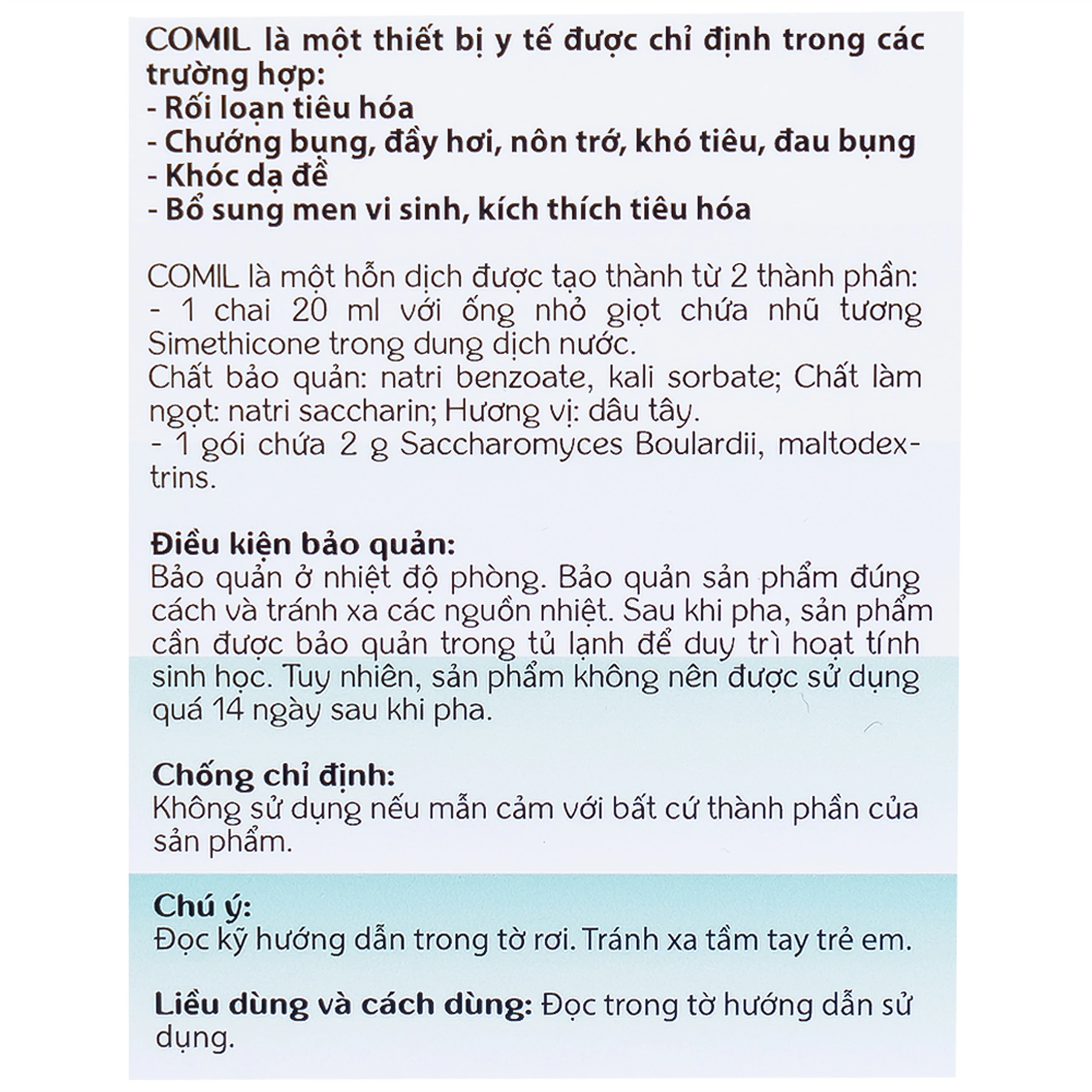Men tiêu hóa Comil hương dâu 20ml giúp giảm rối loạn tiêu hóa, nôn trớ ở trẻ, dùng được cho trẻ sơ sinh