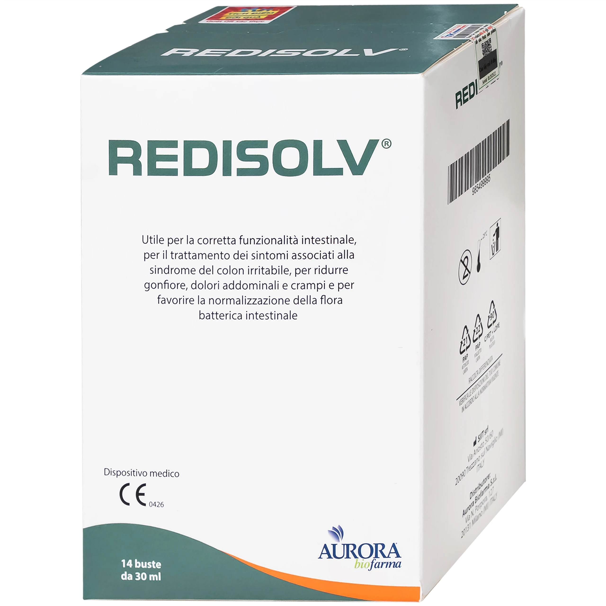 Gel Redisolv Aurora điều trị hội chứng ruột kích thích (IBS) (14 gói) giảm ngay triệu chứng tiêu chảy, đầy hơi, chướng bụng, rối loạn phân