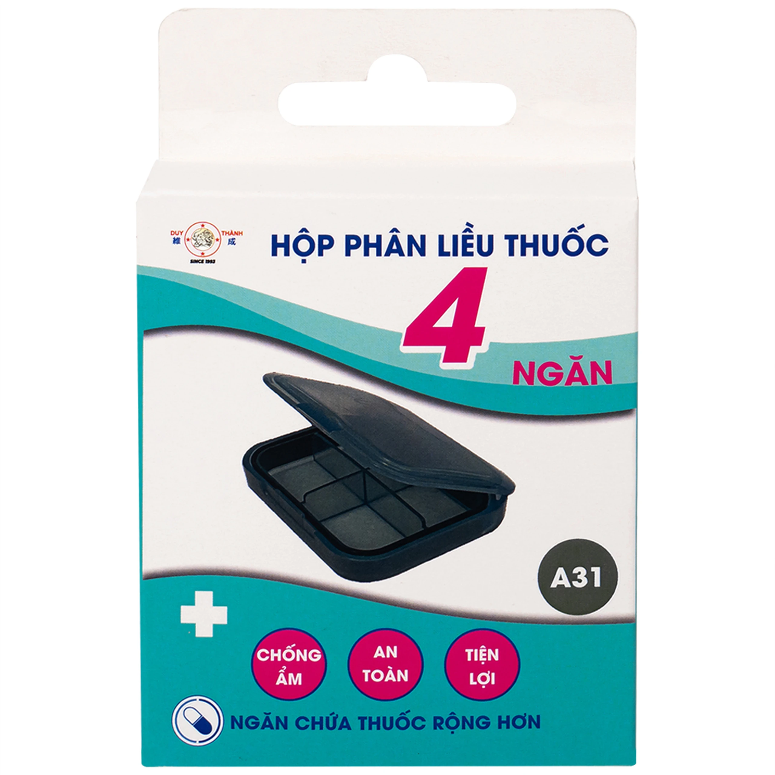 Hộp phân liều thuốc 4 ngăn A31 Duy Thành (màu xanh)