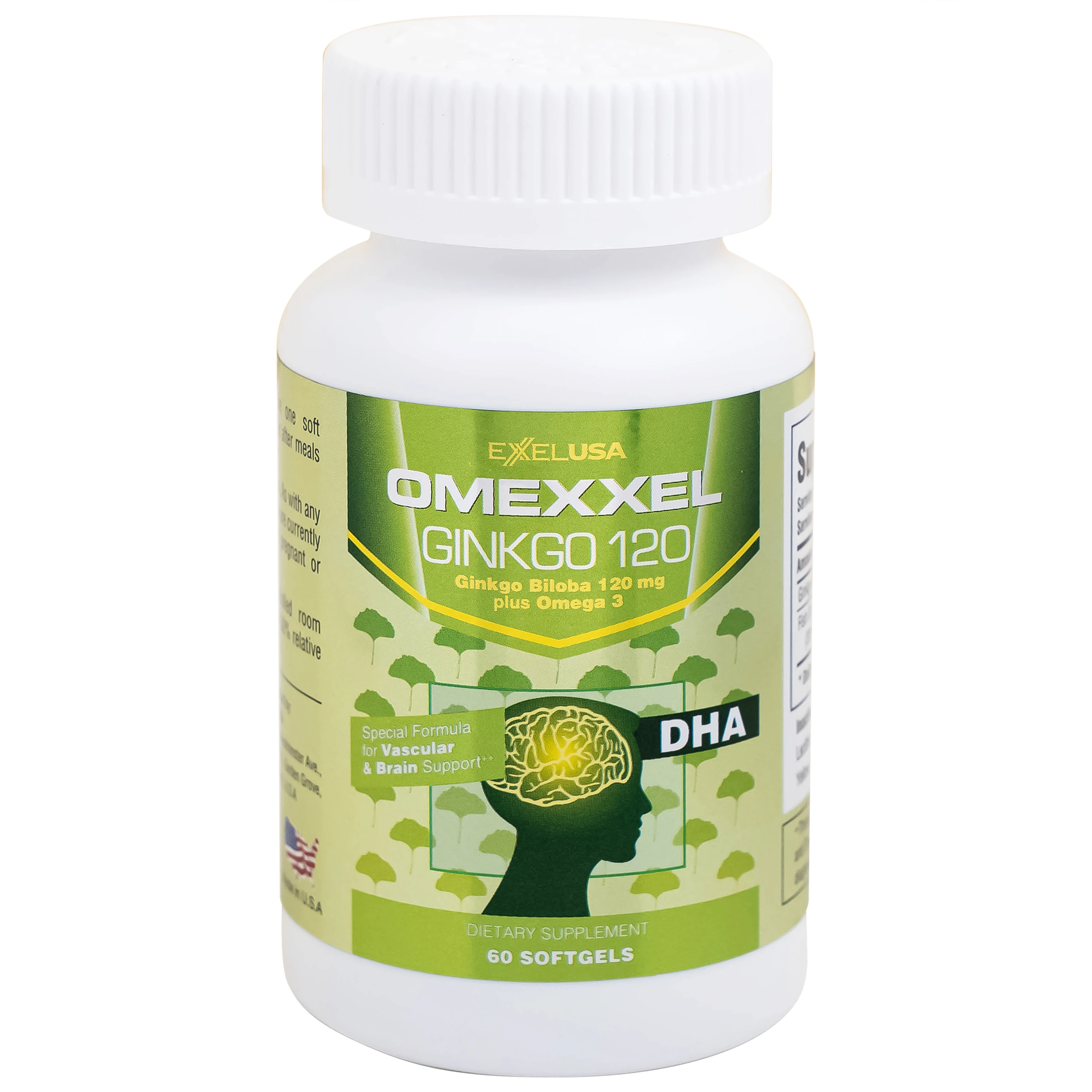 Viên uống hỗ trợ tăng tuần hoàn não, tốt cho tim mạch Omexxel Ginkgo 120 (60 viên)