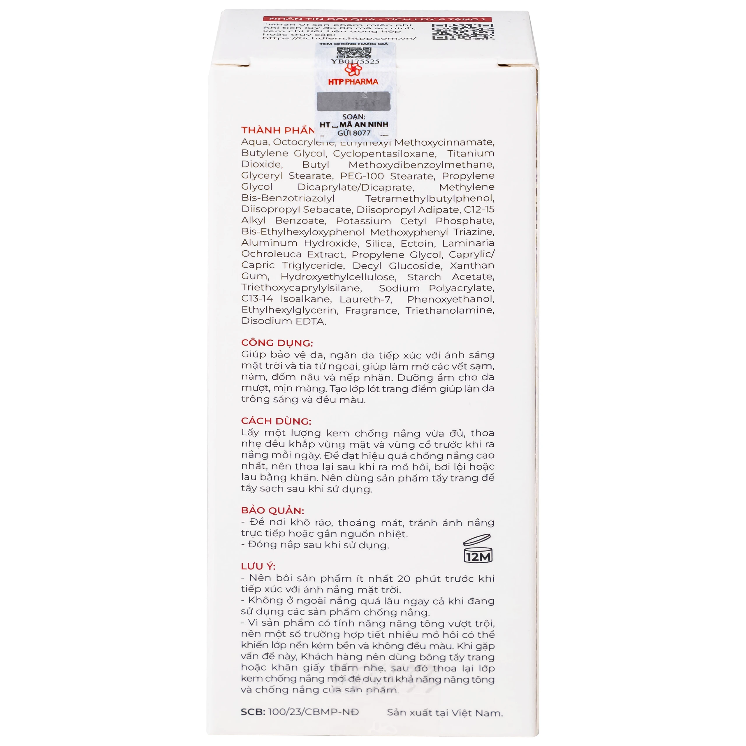 Kem chống nắng nâng tông nhẹ Sắc Ngọc Khang SPF 50+ PA++++ 50g