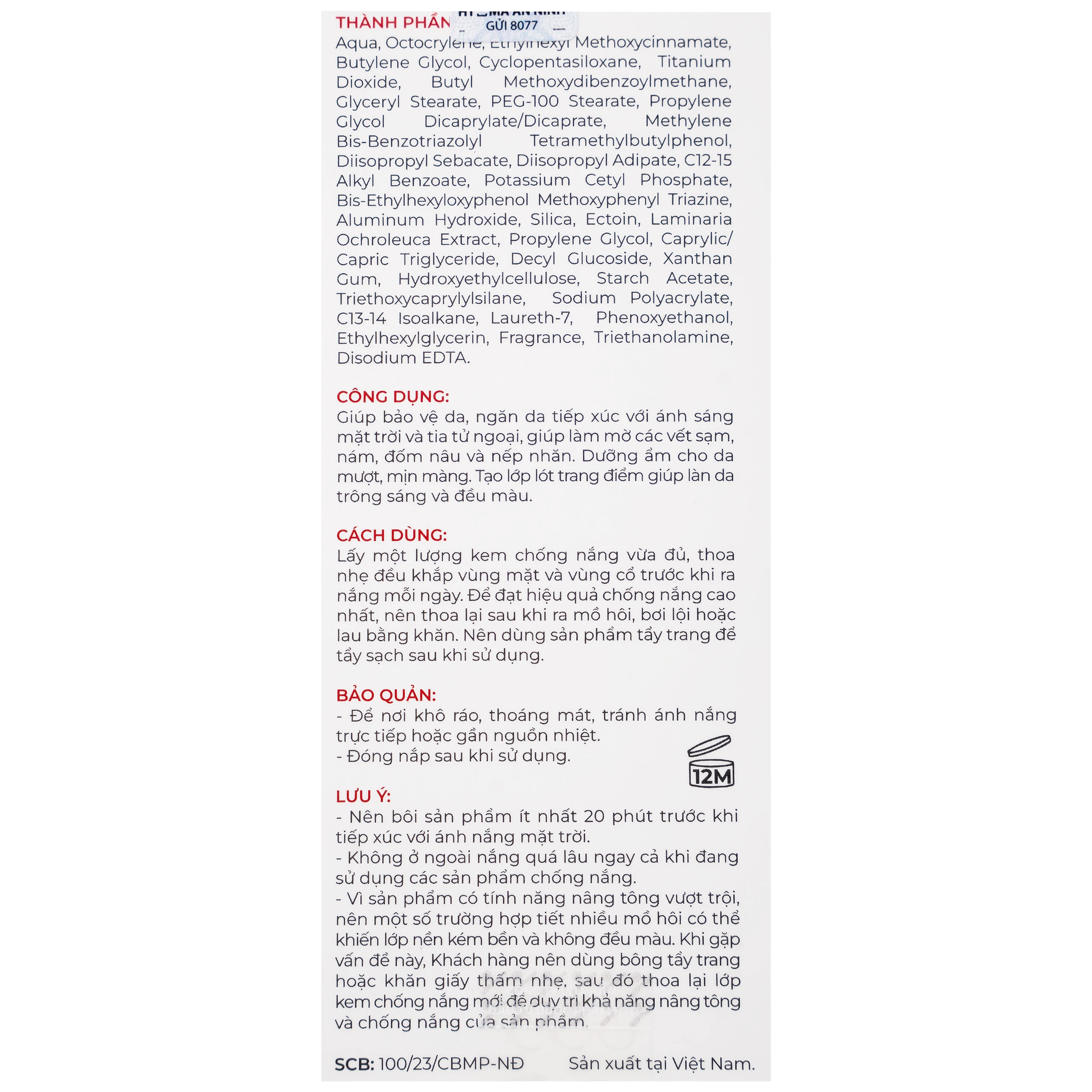 Kem chống nắng nâng tông nhẹ Sắc Ngọc Khang SPF 50+ PA++++ 50g