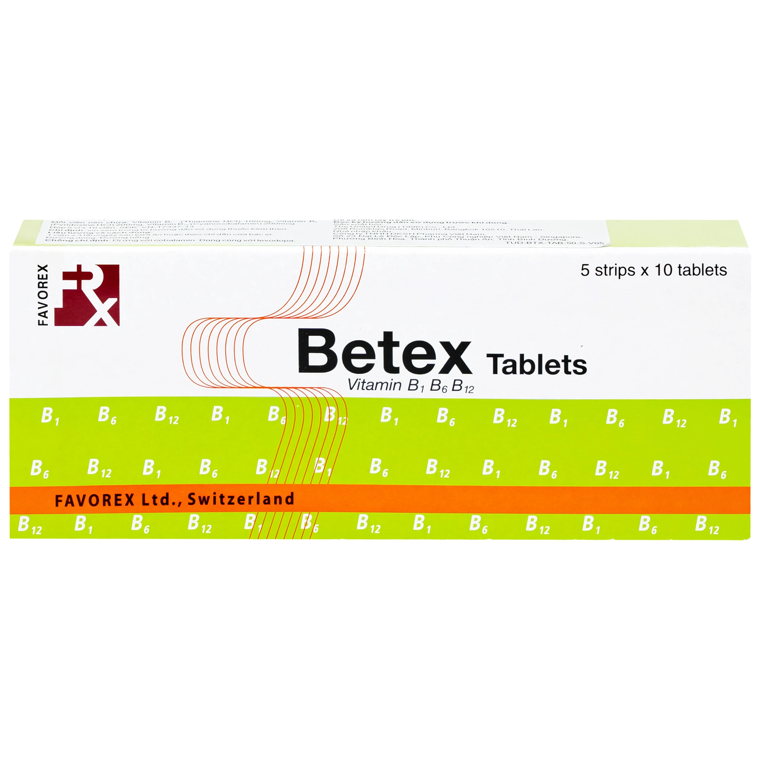 Thuốc Betex Favorex bổ sung vitamin B1, B6, B12 (5 vỉ x 10 viên)