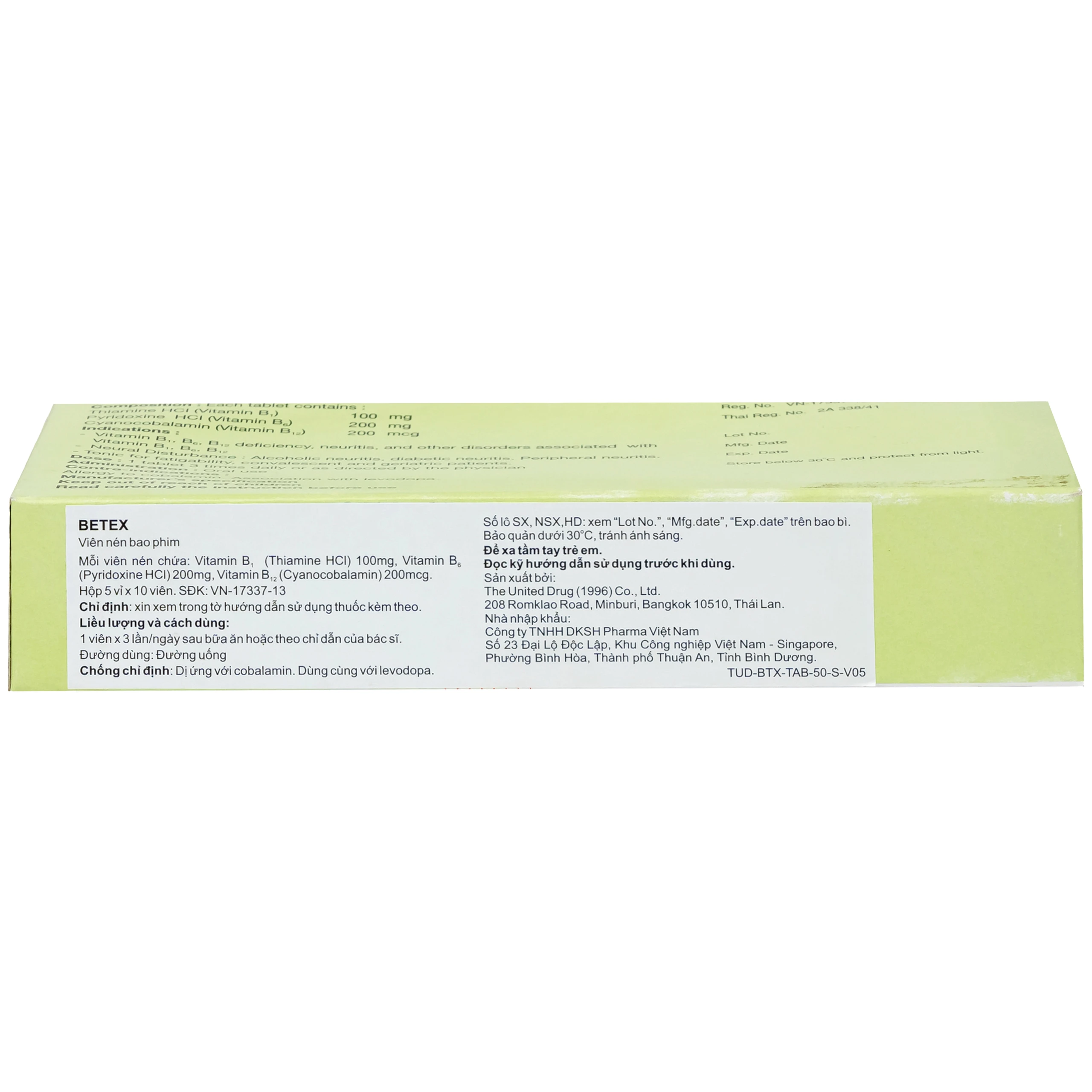 Thuốc Betex Favorex bổ sung vitamin B1, B6, B12 (5 vỉ x 10 viên)