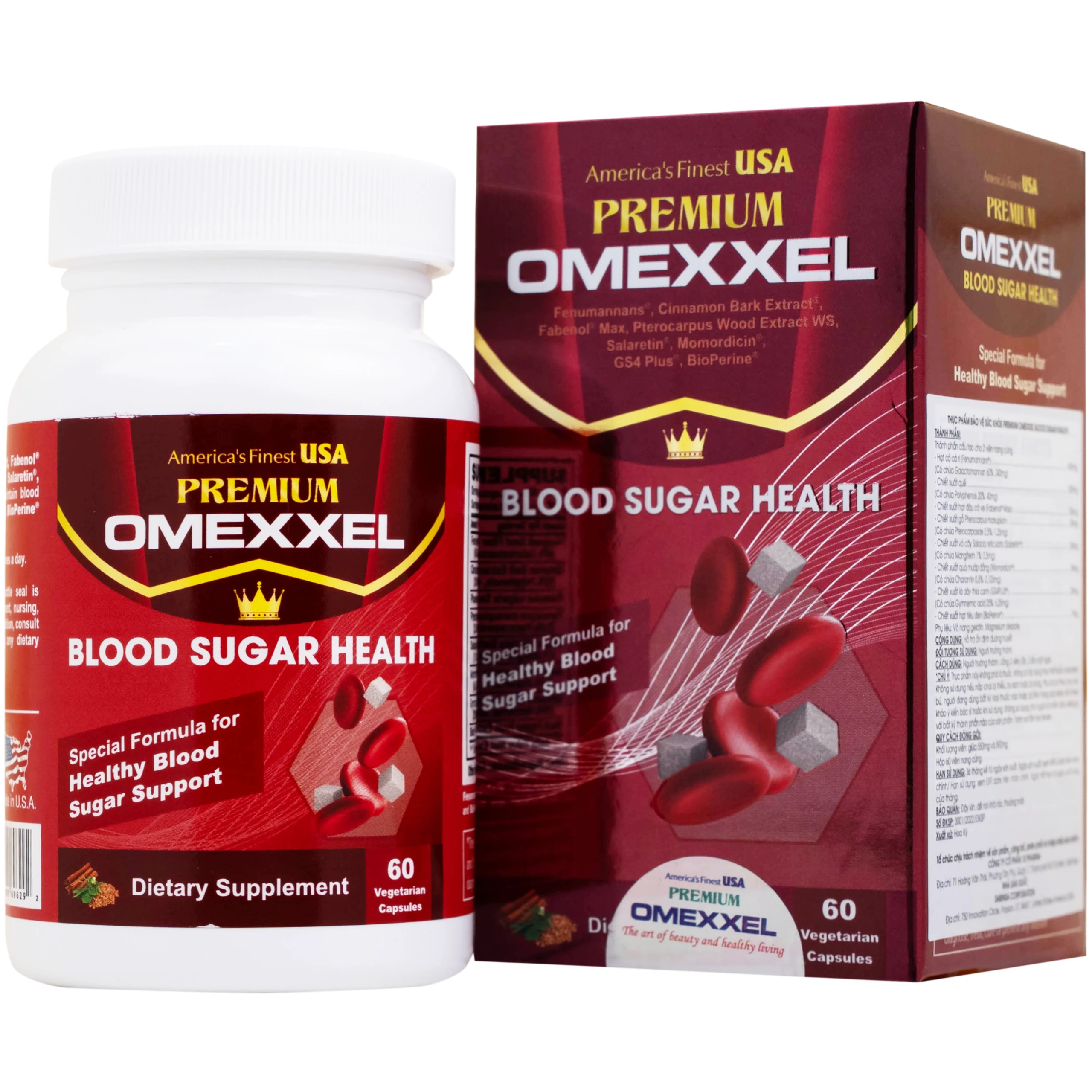 Viên uống hỗ trợ ổn định đường huyết Premium Omexxel Blood Sugar Health (60 viên)
