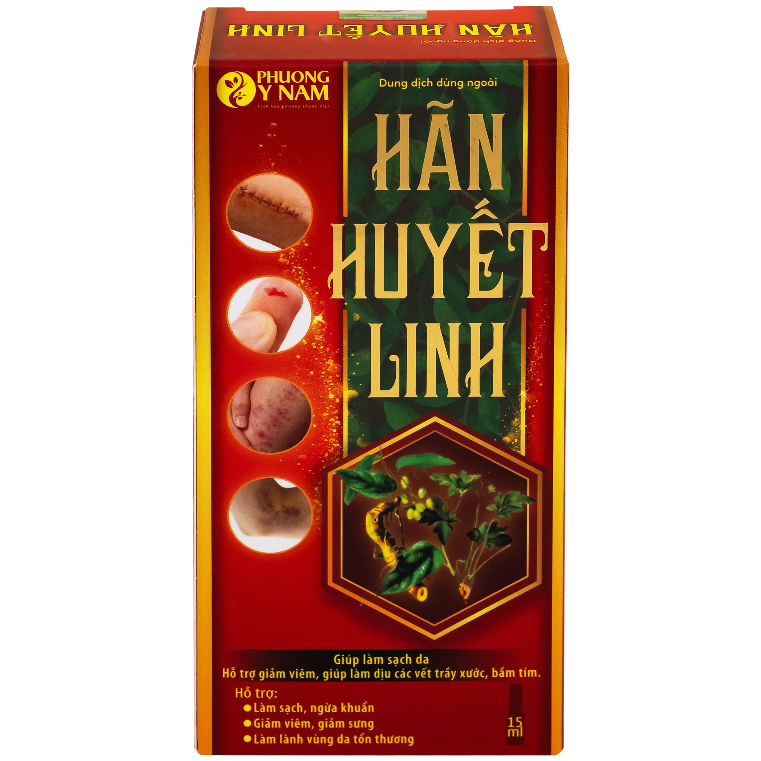 Dung dịch dùng ngoài ngừa khuẩn Hãn Huyết Linh 15ml giảm sưng viêm, làm dịu vết trầy xước, bầm tím