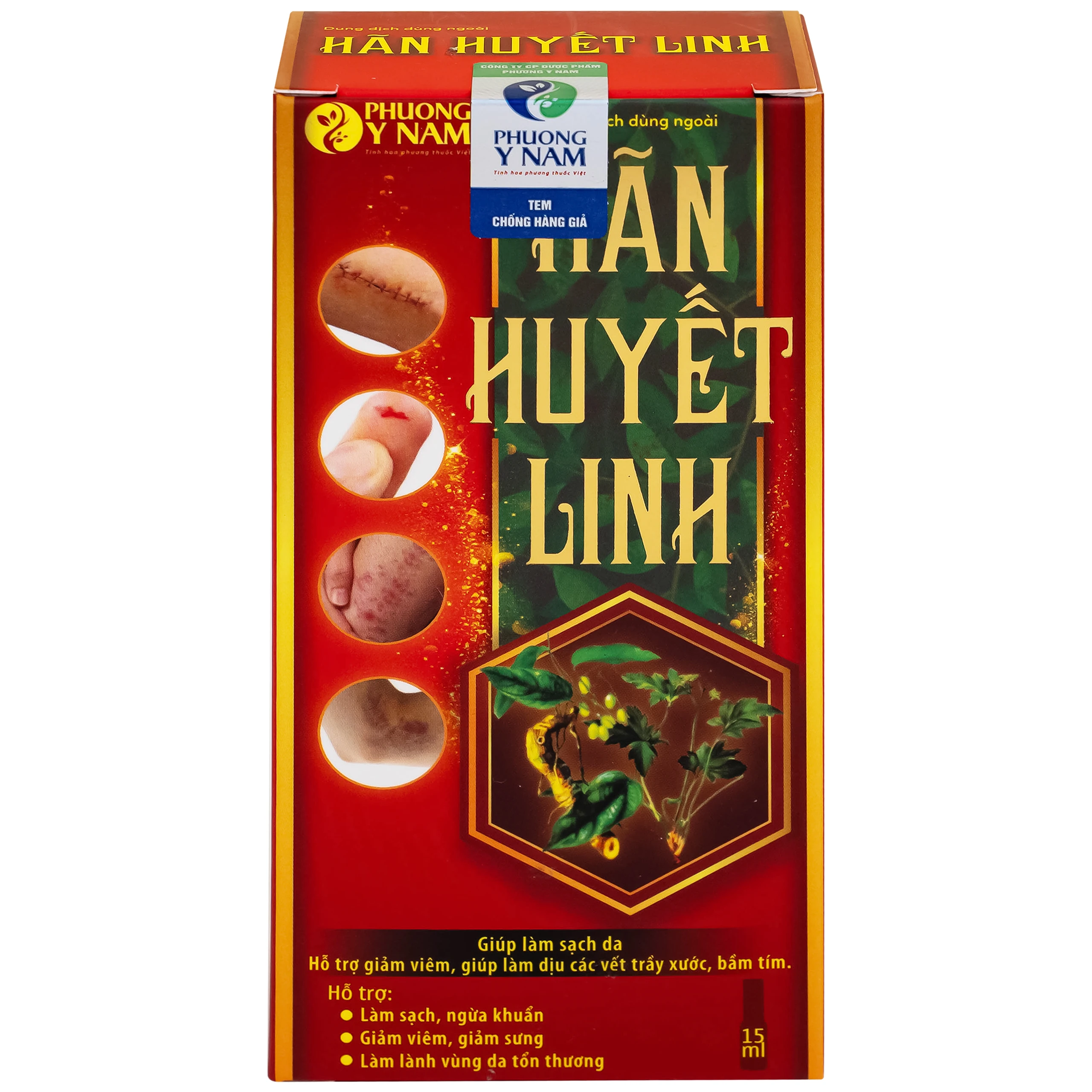 Dung dịch dùng ngoài ngừa khuẩn Hãn Huyết Linh 15ml giảm sưng viêm, làm dịu vết trầy xước, bầm tím