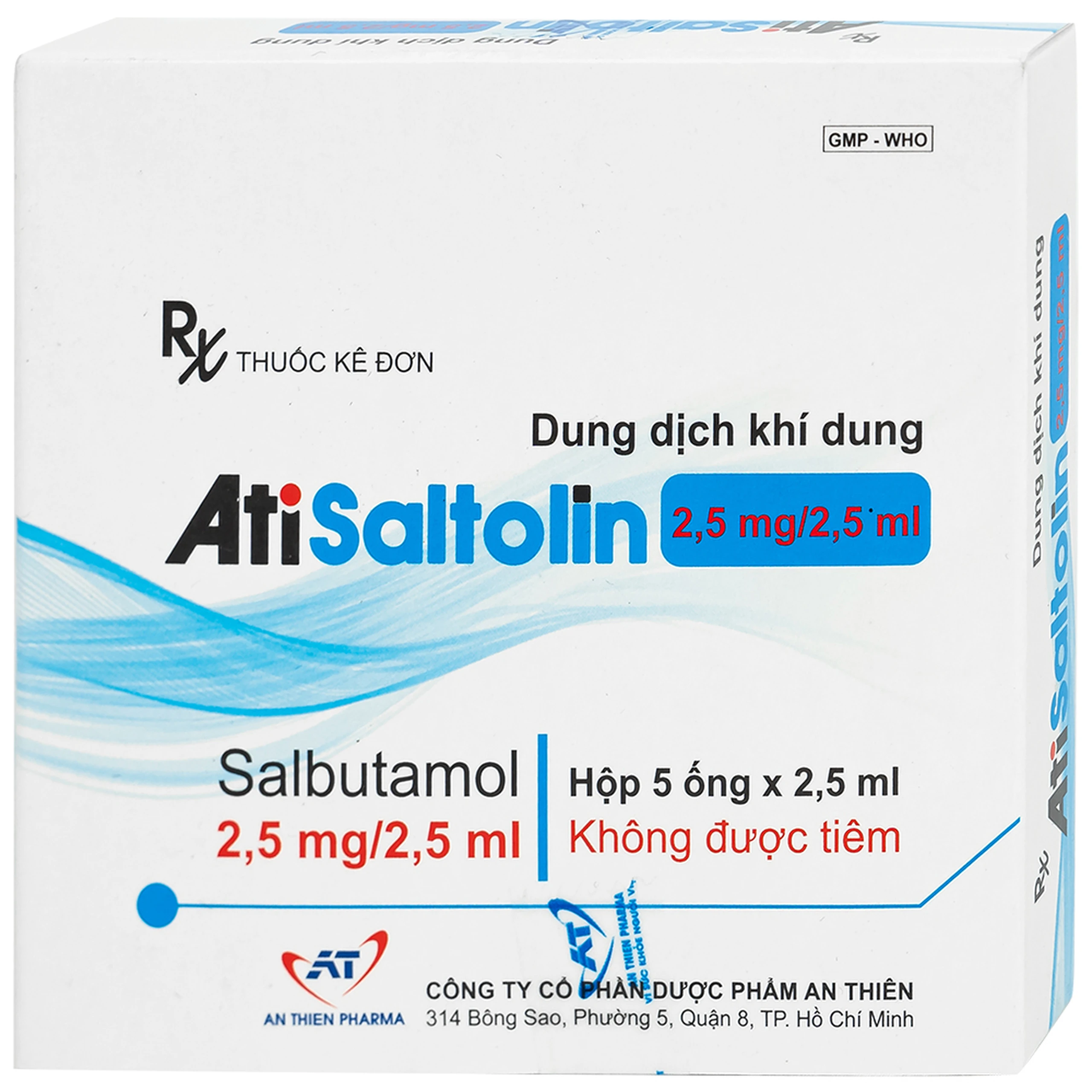 Dung dịch khí dung AtiSaltolin 2,5mg/2,5ml An Thiên điều trị chứng co thắt phế quản (5 ống)