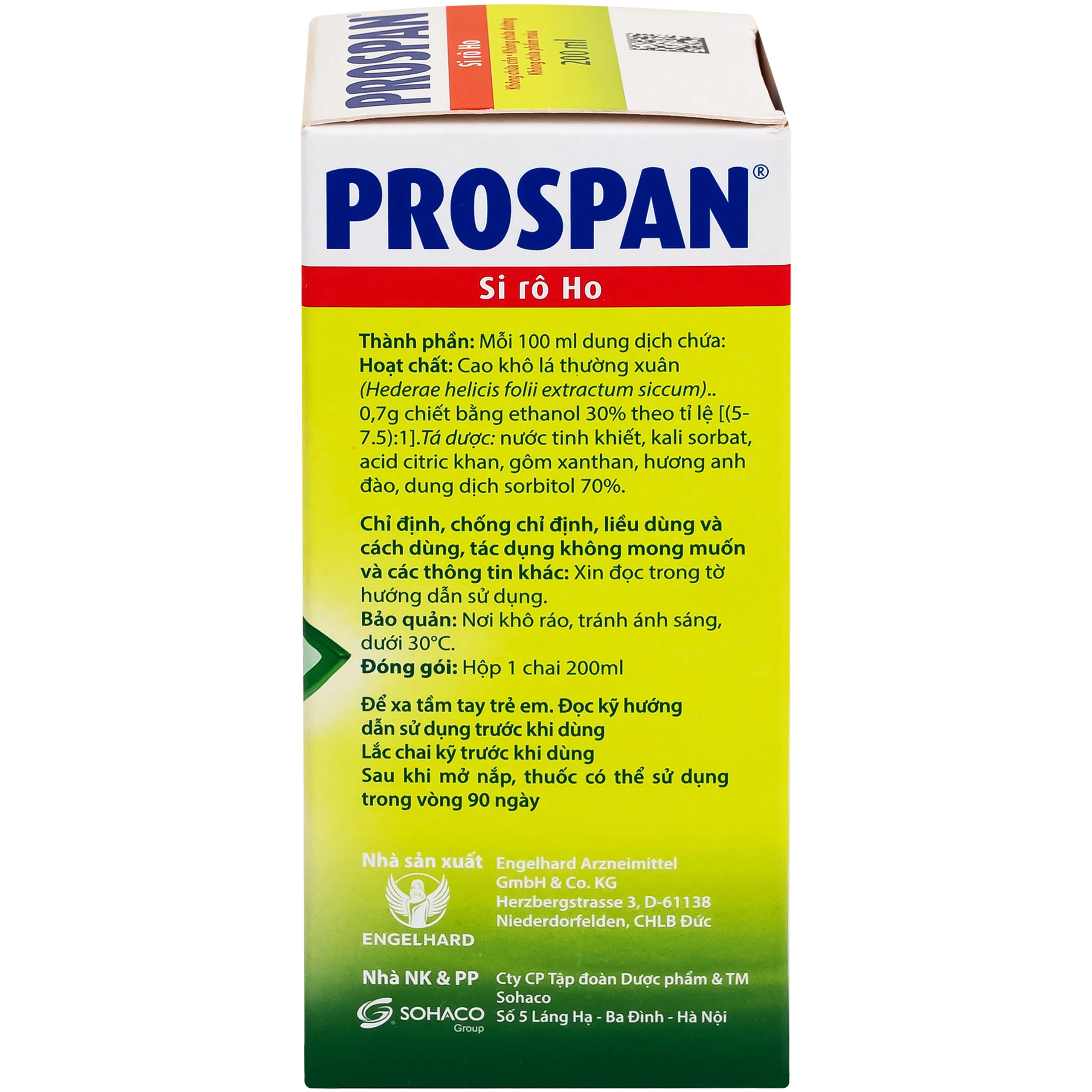 Thuốc Prospan Engelhard điều trị triệu chứng trong các bệnh lý viêm phế quản mạn tính 200ml