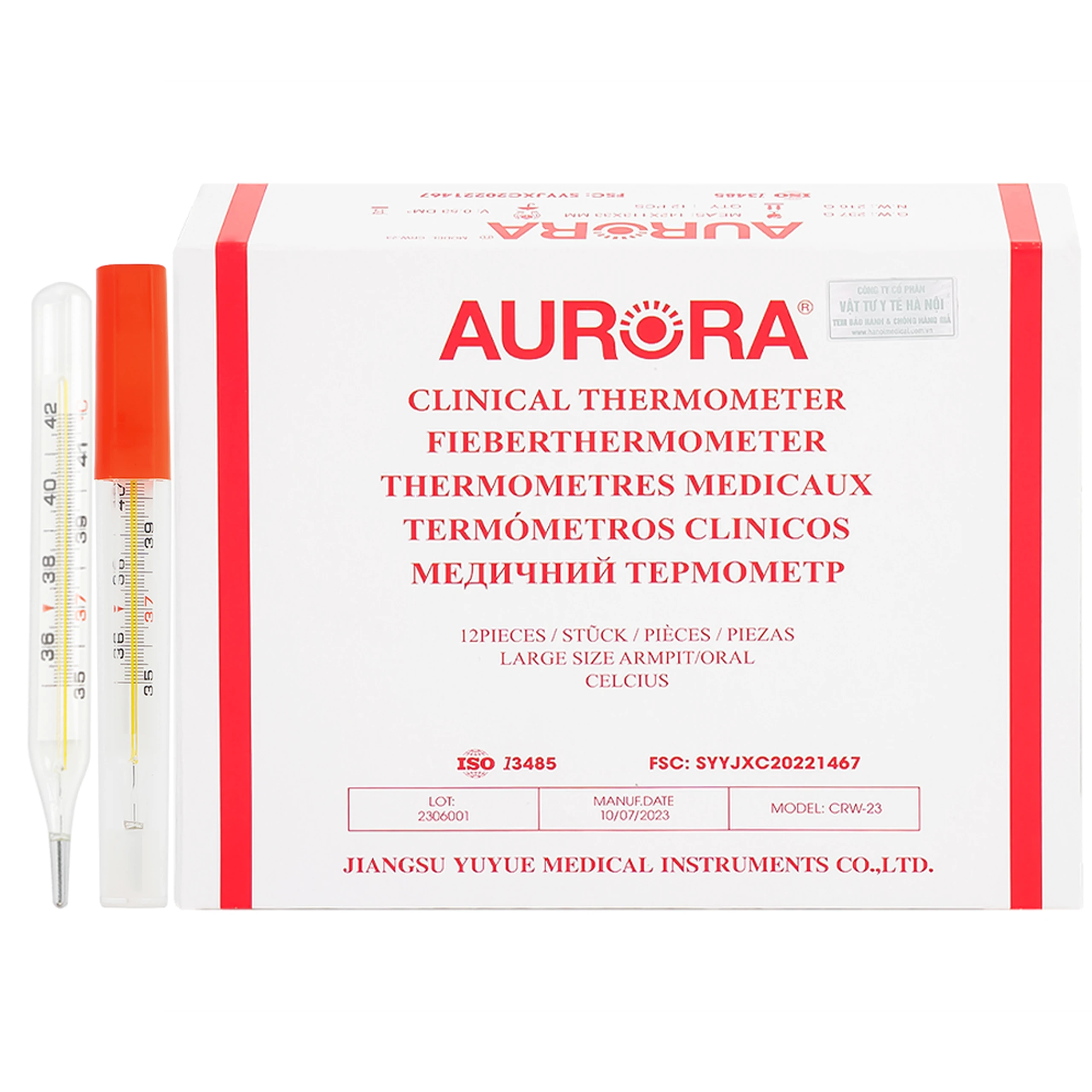 Nhiệt kế thuỷ ngân đo thân nhiệt cơ thể Aurora CRW-23 1