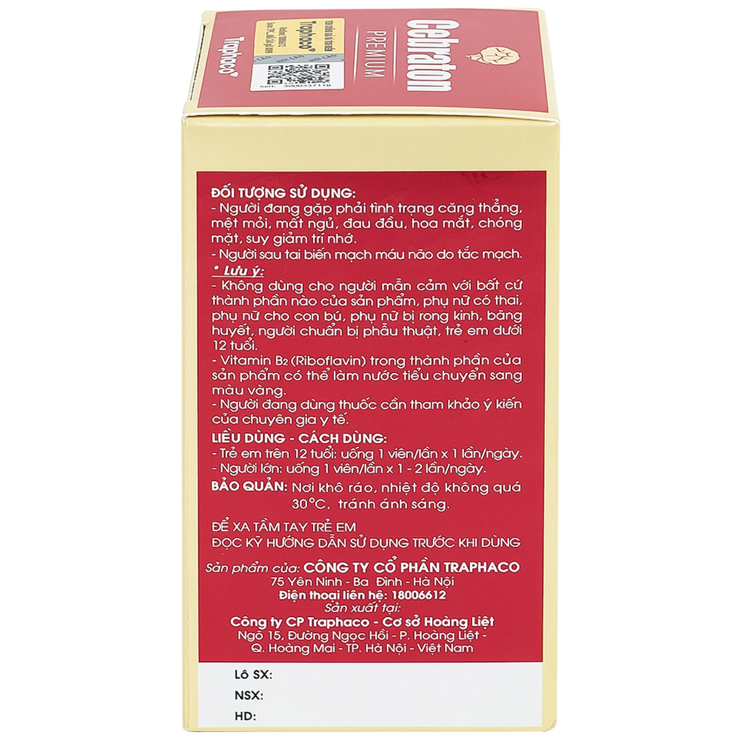 Viên hỗ trợ hoạt huyết Cebraton Premium Traphaco (30 viên)