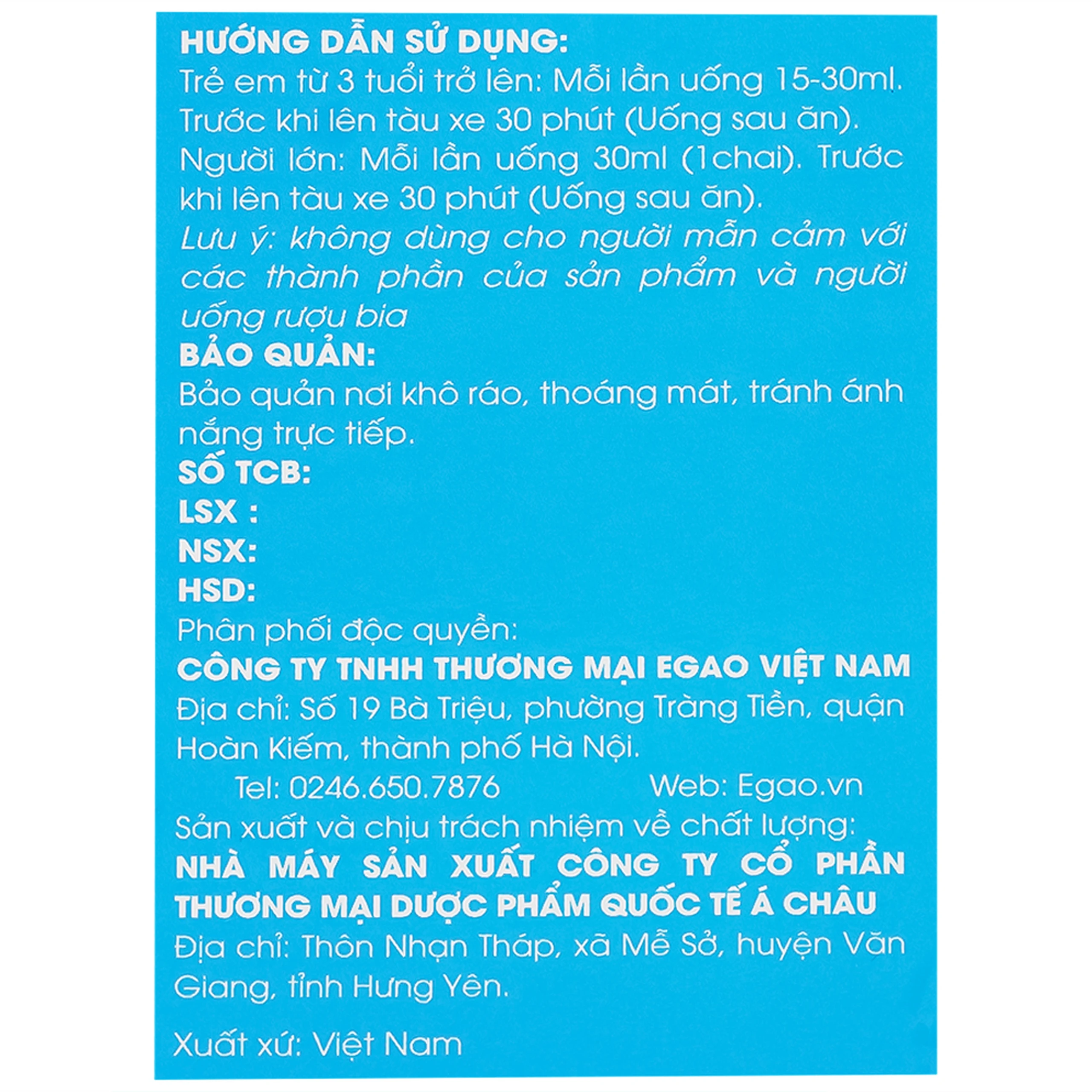 Nước uống Saytauxe (10 chai x 30ml)