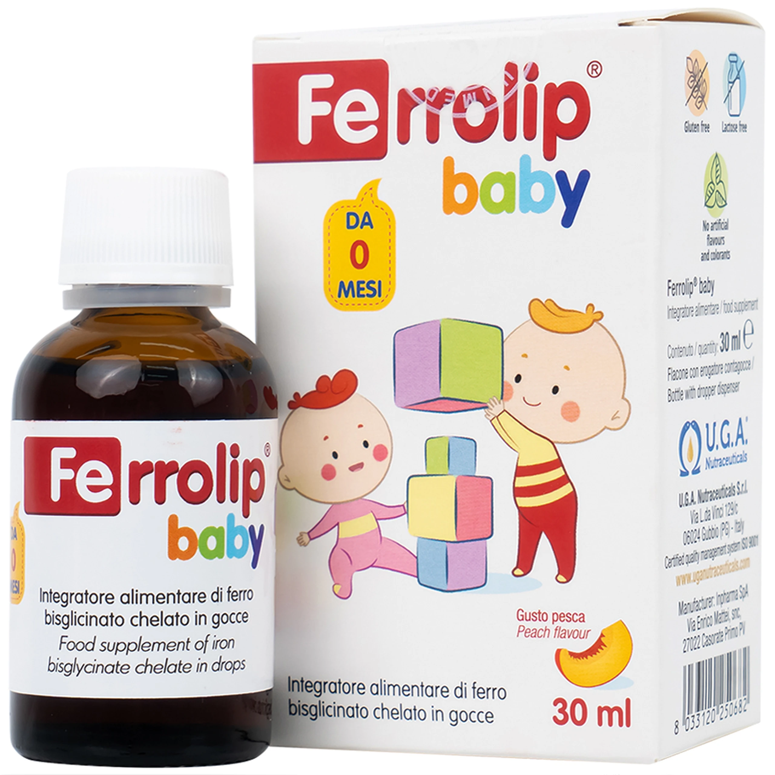 Dung dịch giúp giảm nguy cơ thiếu máu do thiếu sắt Ferrolip Baby InPharma SpA (30ml)