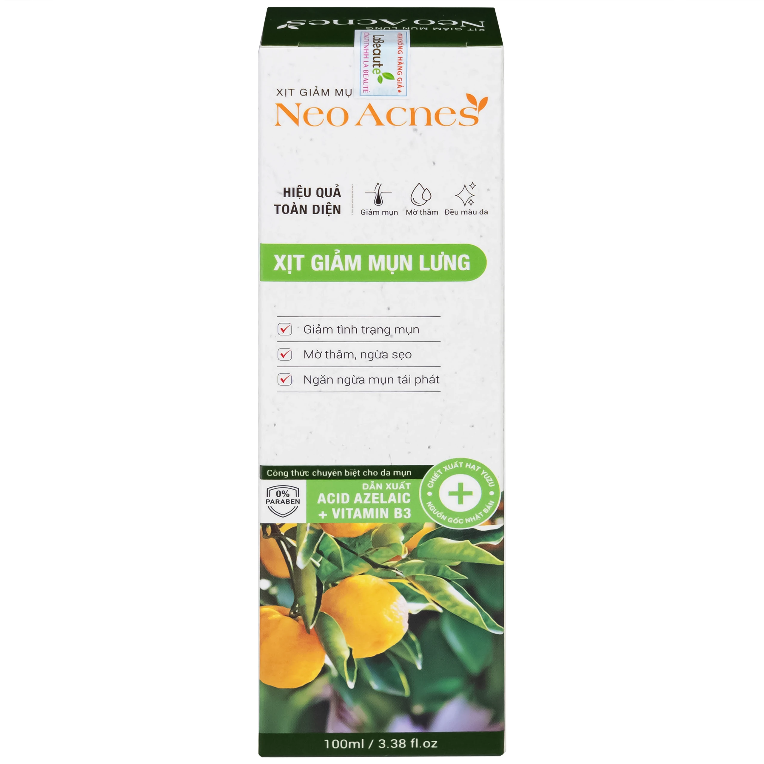 Xịt giảm mụn lưng Neo Acnes làm dịu nốt mụn, giảm tình trạng mụn trên da cơ thể (100ml)