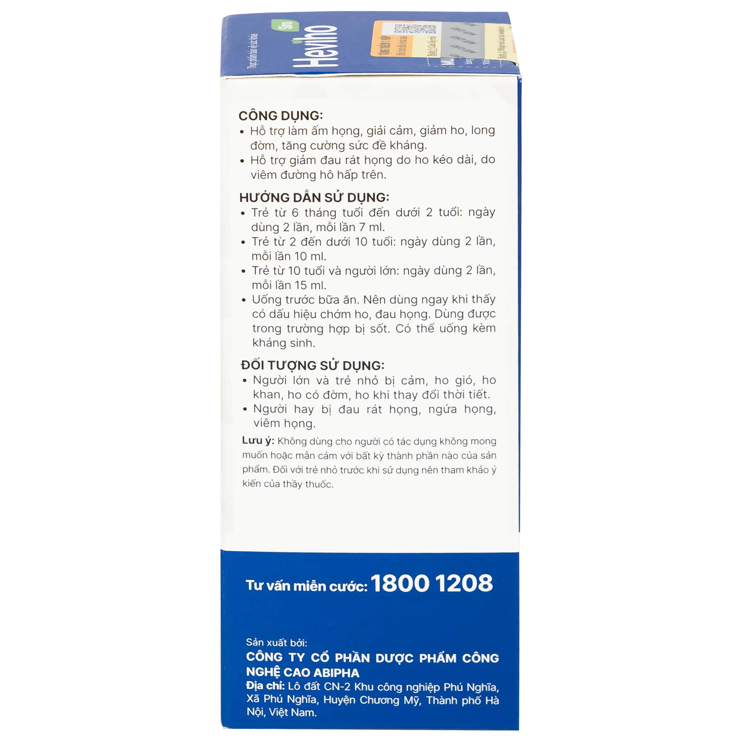 Siro giảm ho long đờm Heviho Thái Minh (100ml)