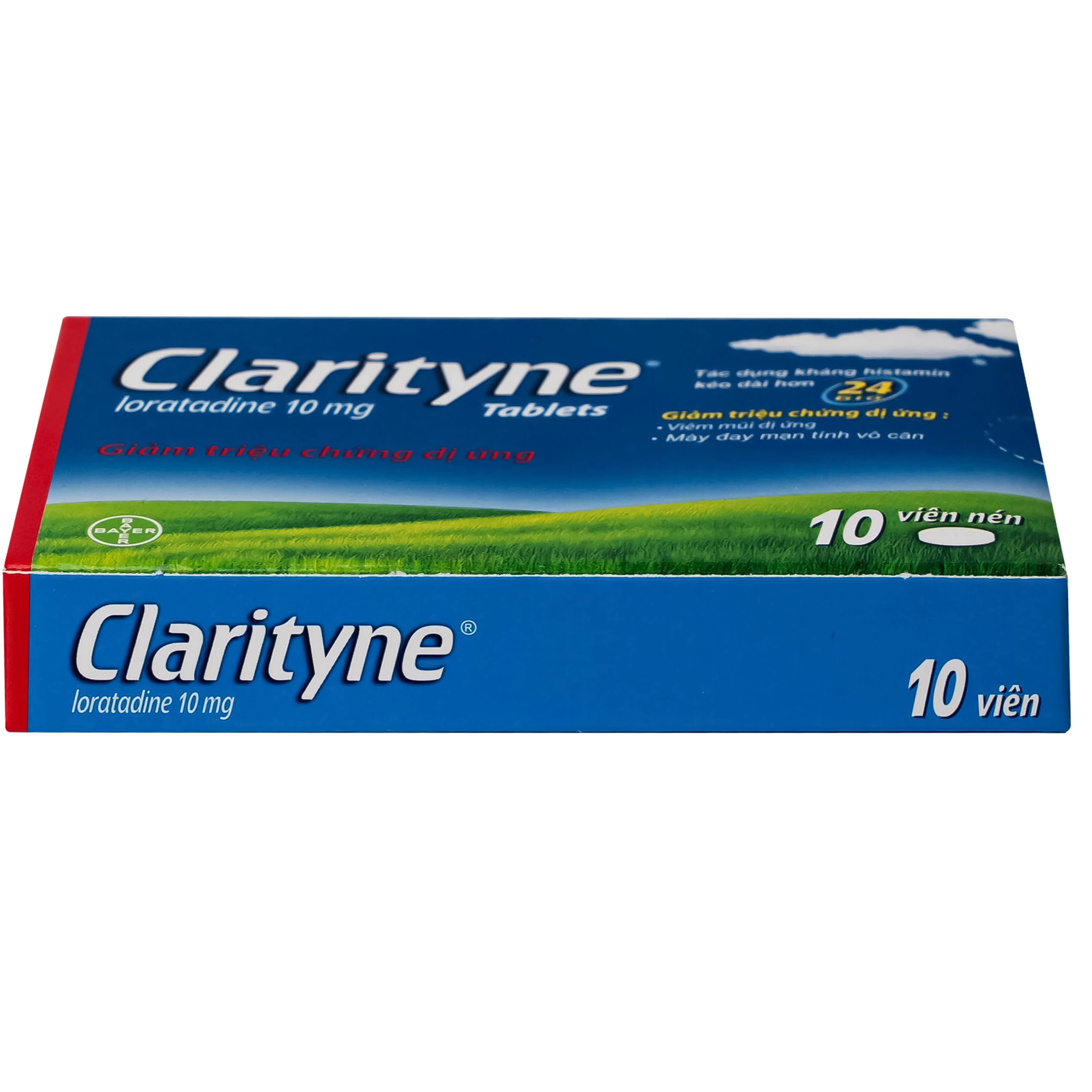 Thuốc Clarityne 10mg Bayer giảm các triệu chứng do viêm mũi dị ứng và mày đay mạn tính vô căn (1 vỉ x 10 viên)