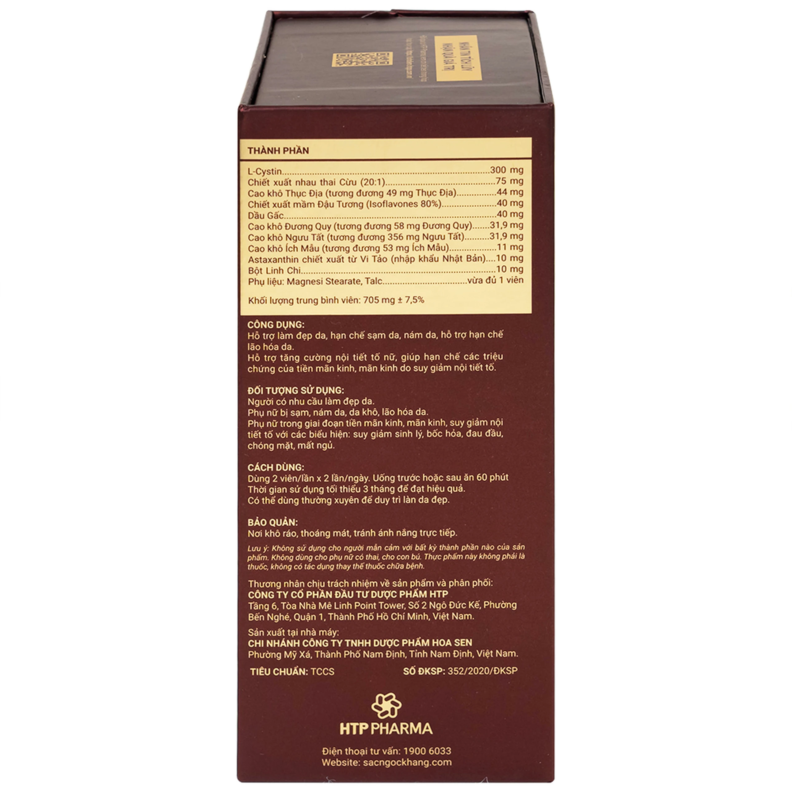 Viên uống hỗ trợ làm đẹp da, hạn chế sạm da, nám da, tăng cường nội tiết tố nữ Sắc Ngọc Khang++ (60 viên)