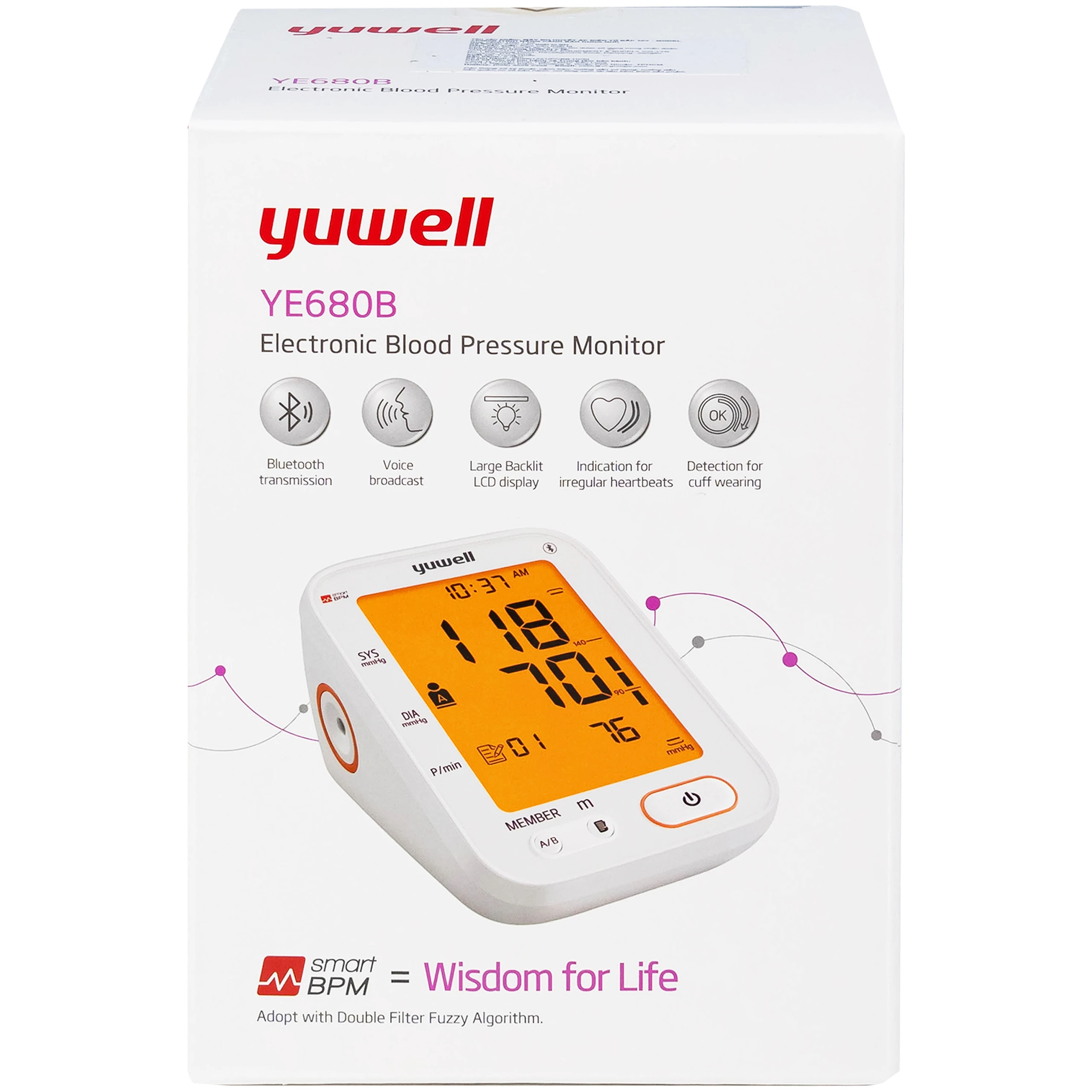 Máy đo huyết áp bắp tay Yuwell YE680B hỗ trợ đo huyết áp, cảnh báo đột quỵ