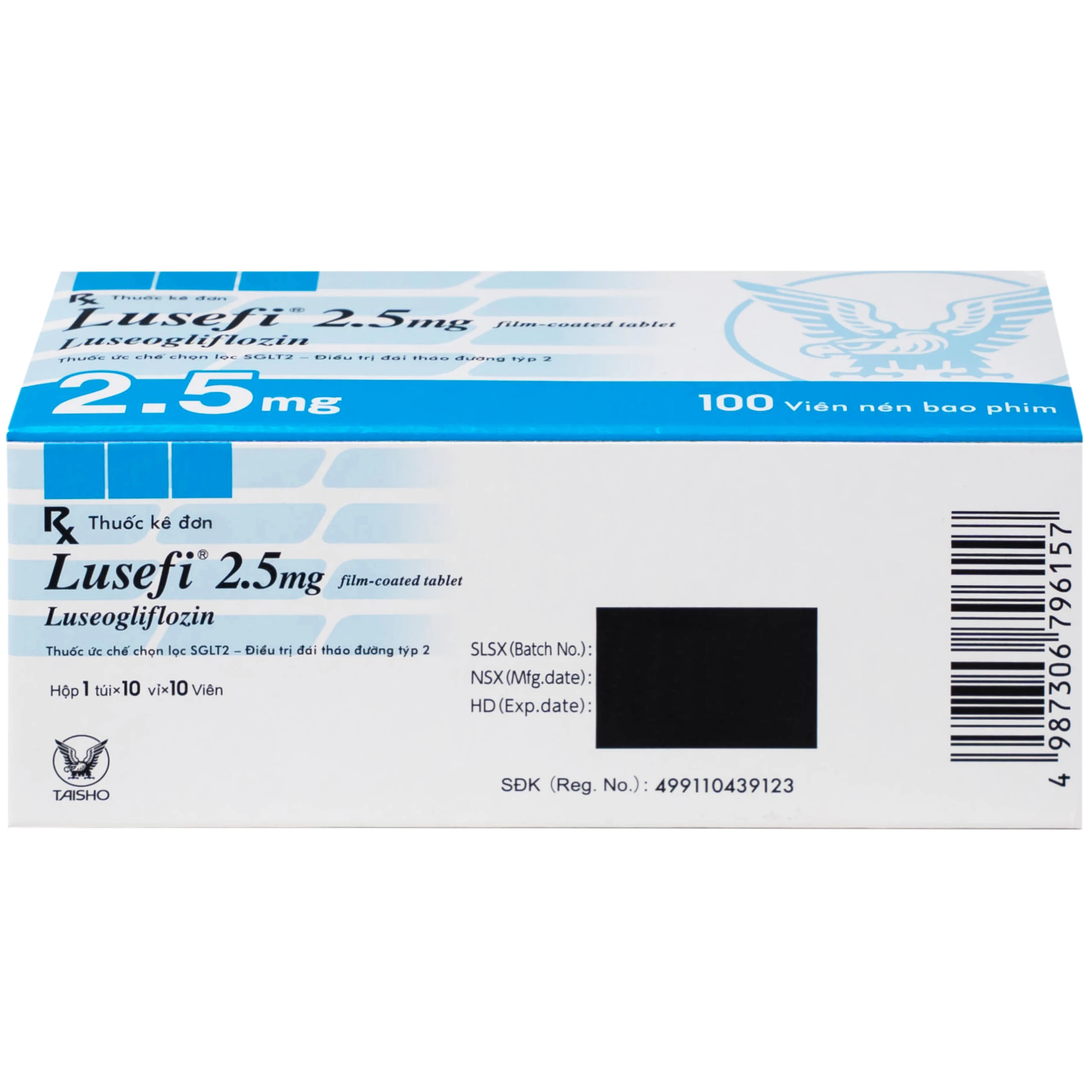 Thuốc Lusefi 2.5mg Taisho điều trị bệnh đái tháo đường tuýp 2 (10 vỉ x 10 viên)