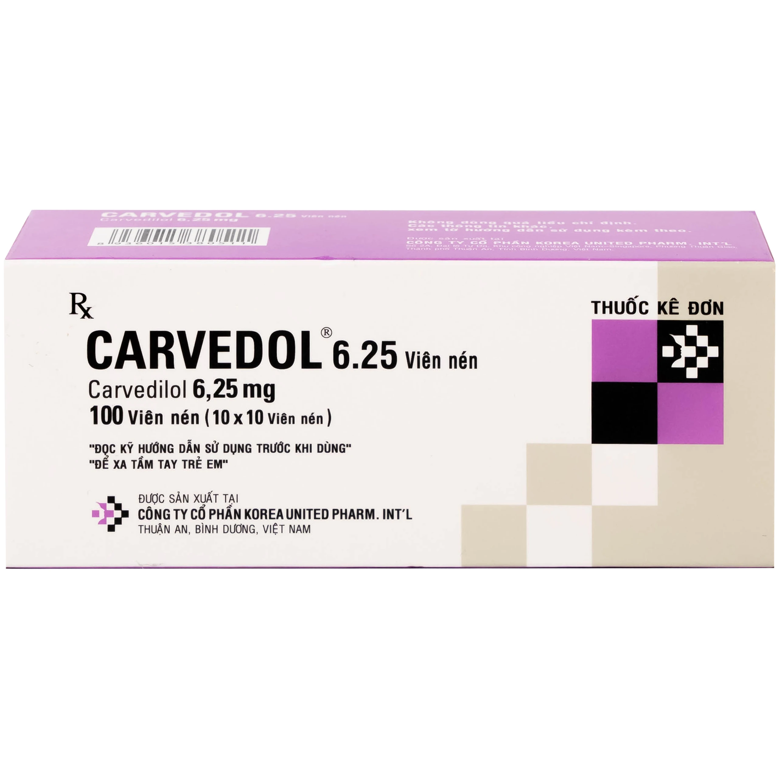 Thuốc Carvedol 6.25 United điều trị tăng huyết áp, bệnh mạch vành (10 vỉ x 10 viên)