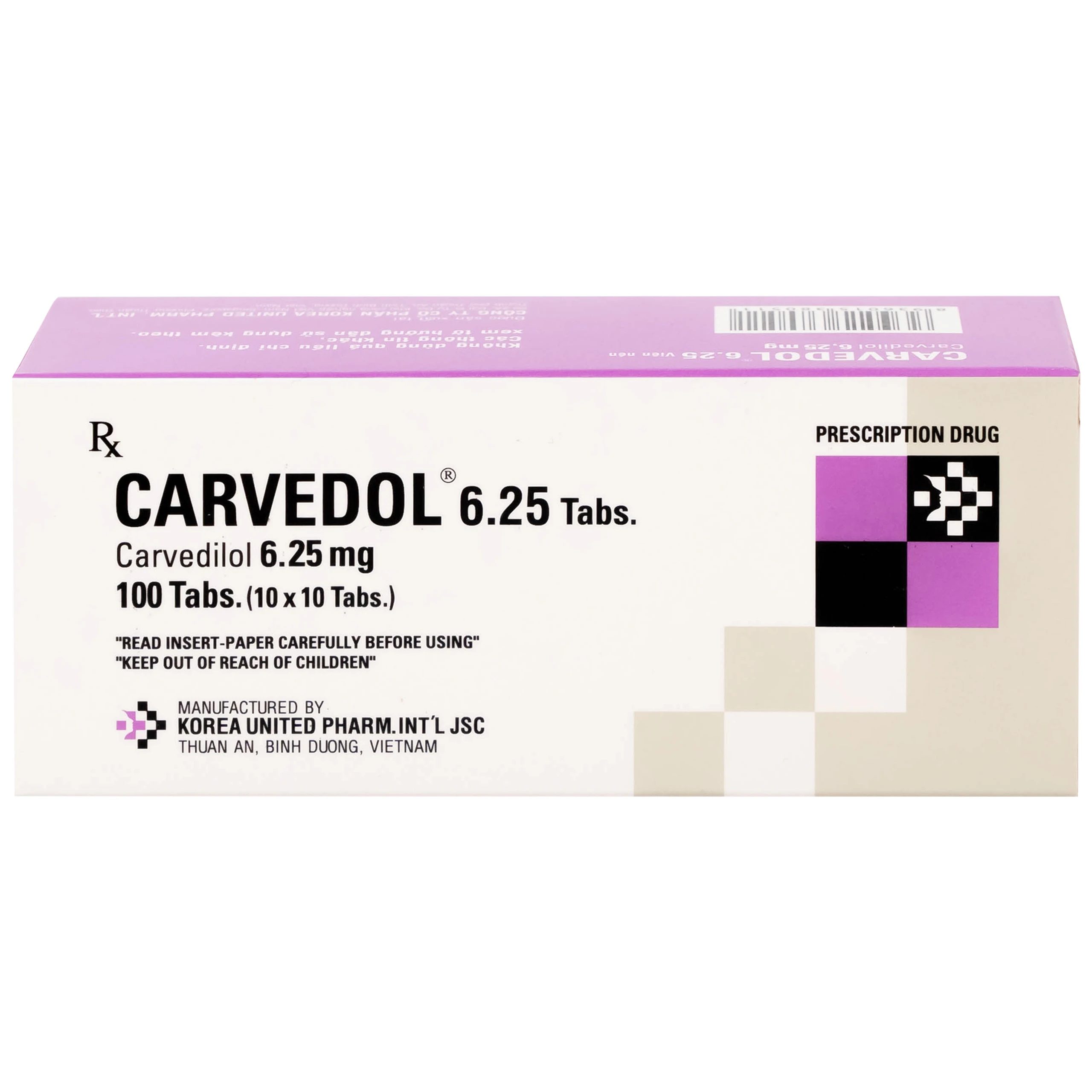 Thuốc Carvedol 6.25 United điều trị tăng huyết áp, bệnh mạch vành (10 vỉ x 10 viên)
