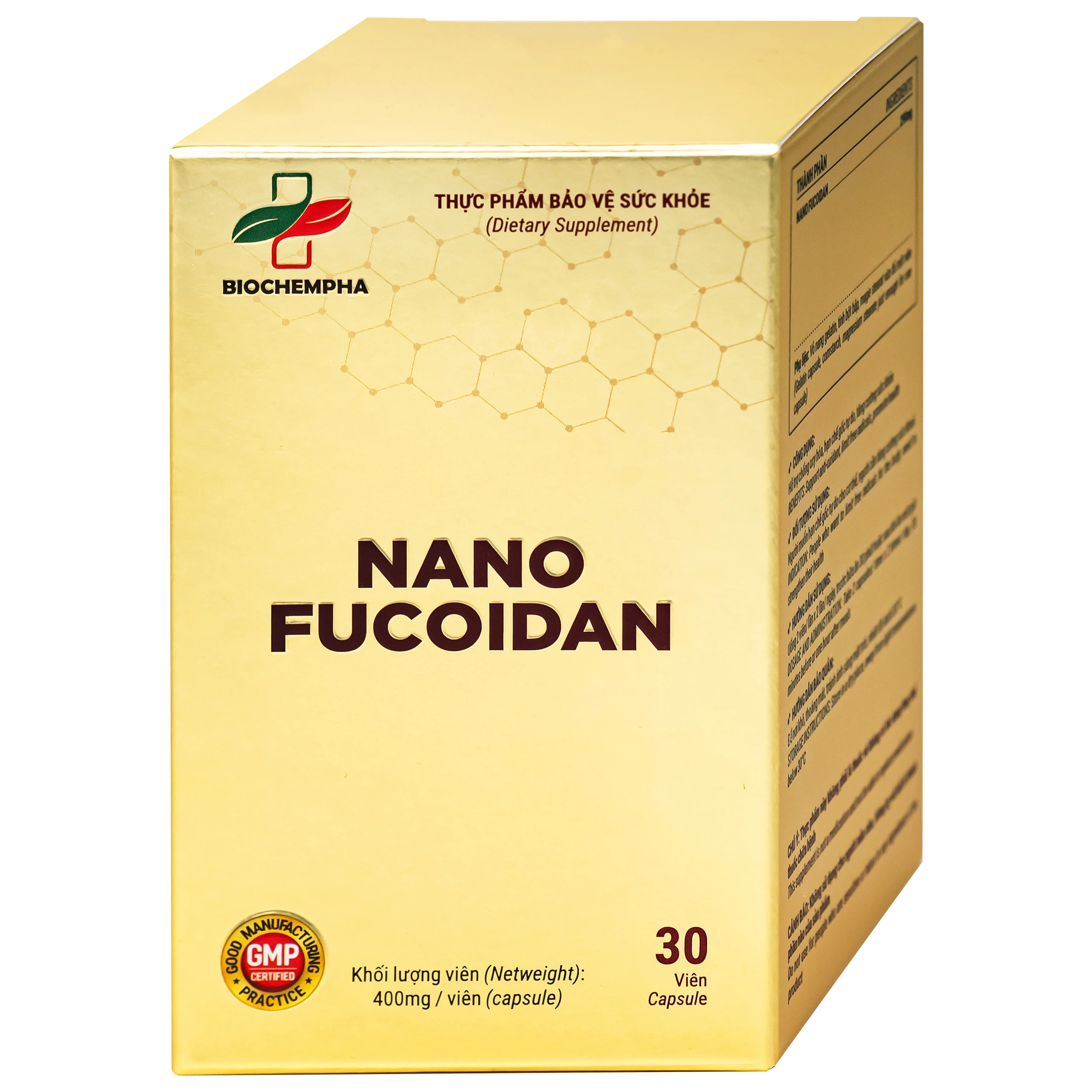 Viên uống hỗ trợ chống oxy hóa, hạn chế gốc tự do, tăng cường sức khỏe Nano Fucoidan Biochempha 30v