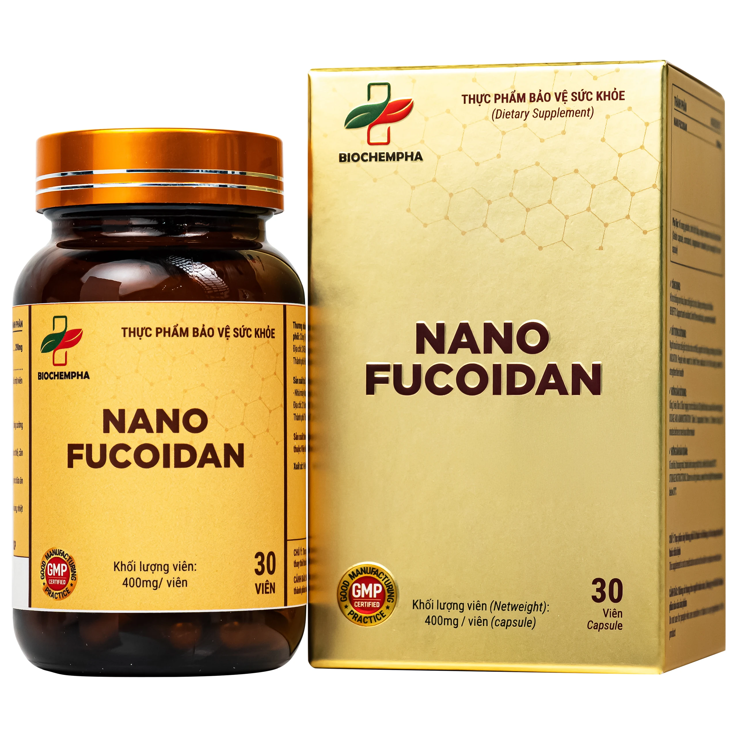 Viên uống hỗ trợ chống oxy hóa, hạn chế gốc tự do, tăng cường sức khỏe Nano Fucoidan Biochempha 30v