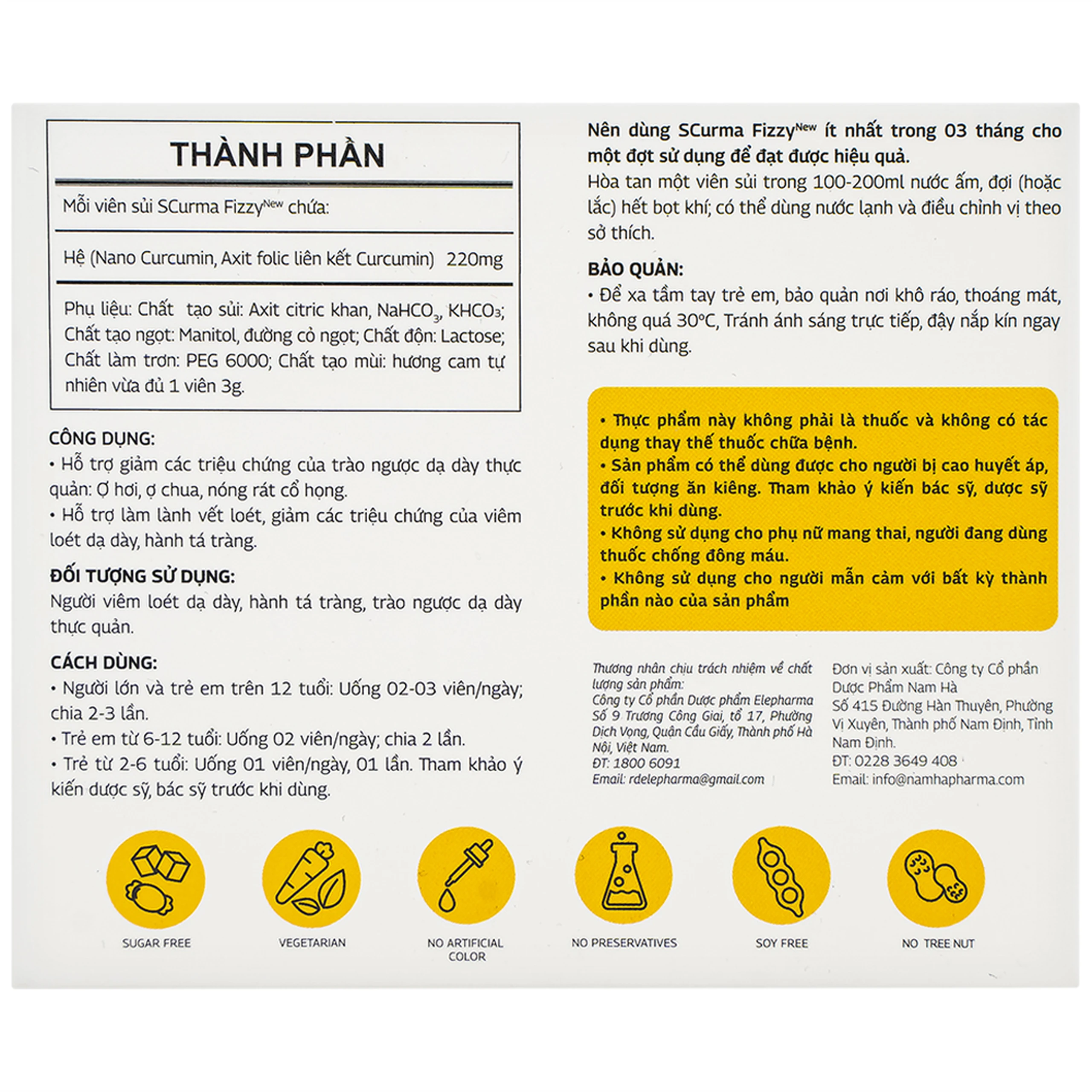 Viên sủi Scurma Fizzy Nano Curcumin hỗ trợ giảm các triệu chứng trào ngược dạ dày thực quản (2 tuýt x 10 viên) 7