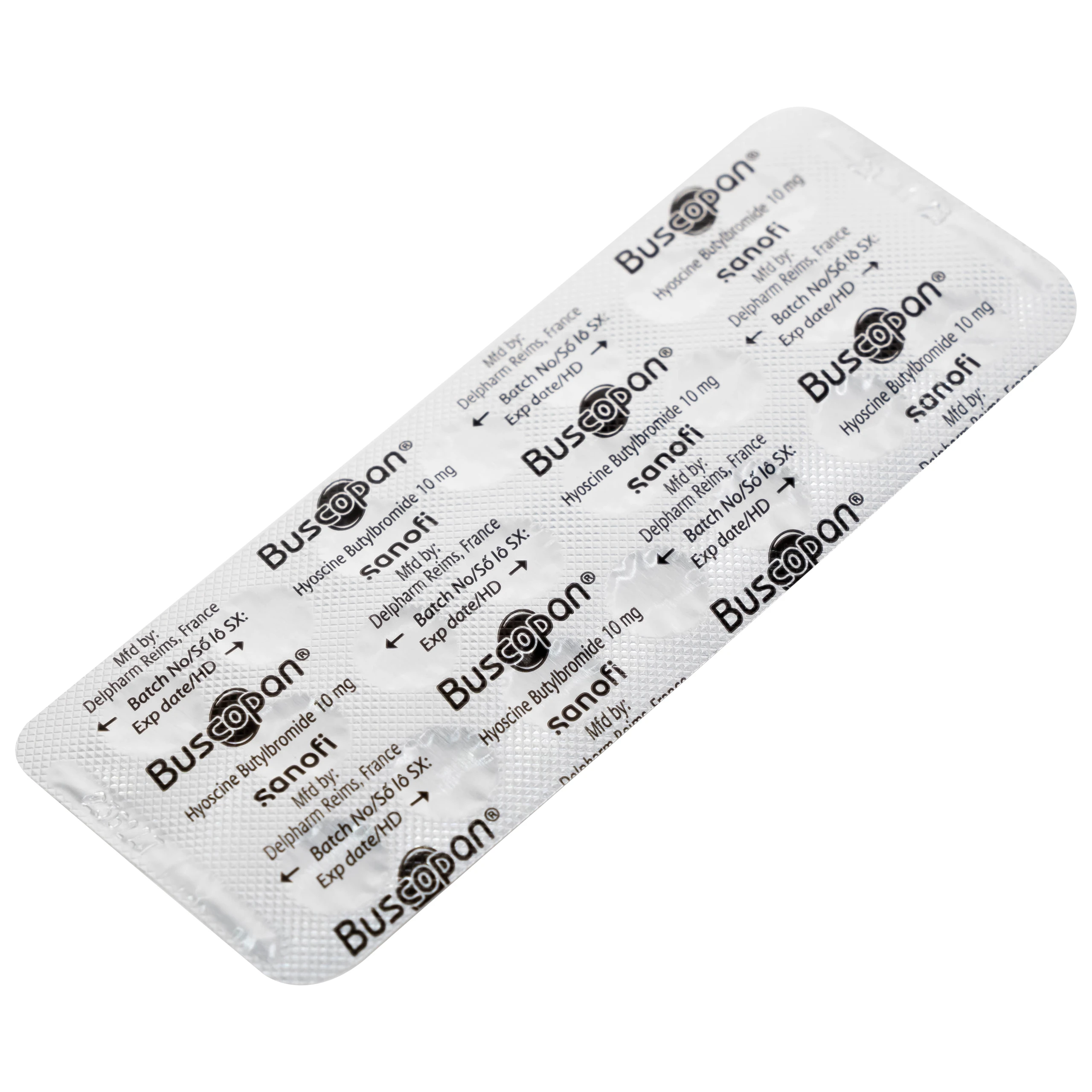 Thuốc Buscopan 10mg Sanofi giảm co thắt cơ trơn đường sinh dục – tiết niệu (5 vỉ x 20 viên)