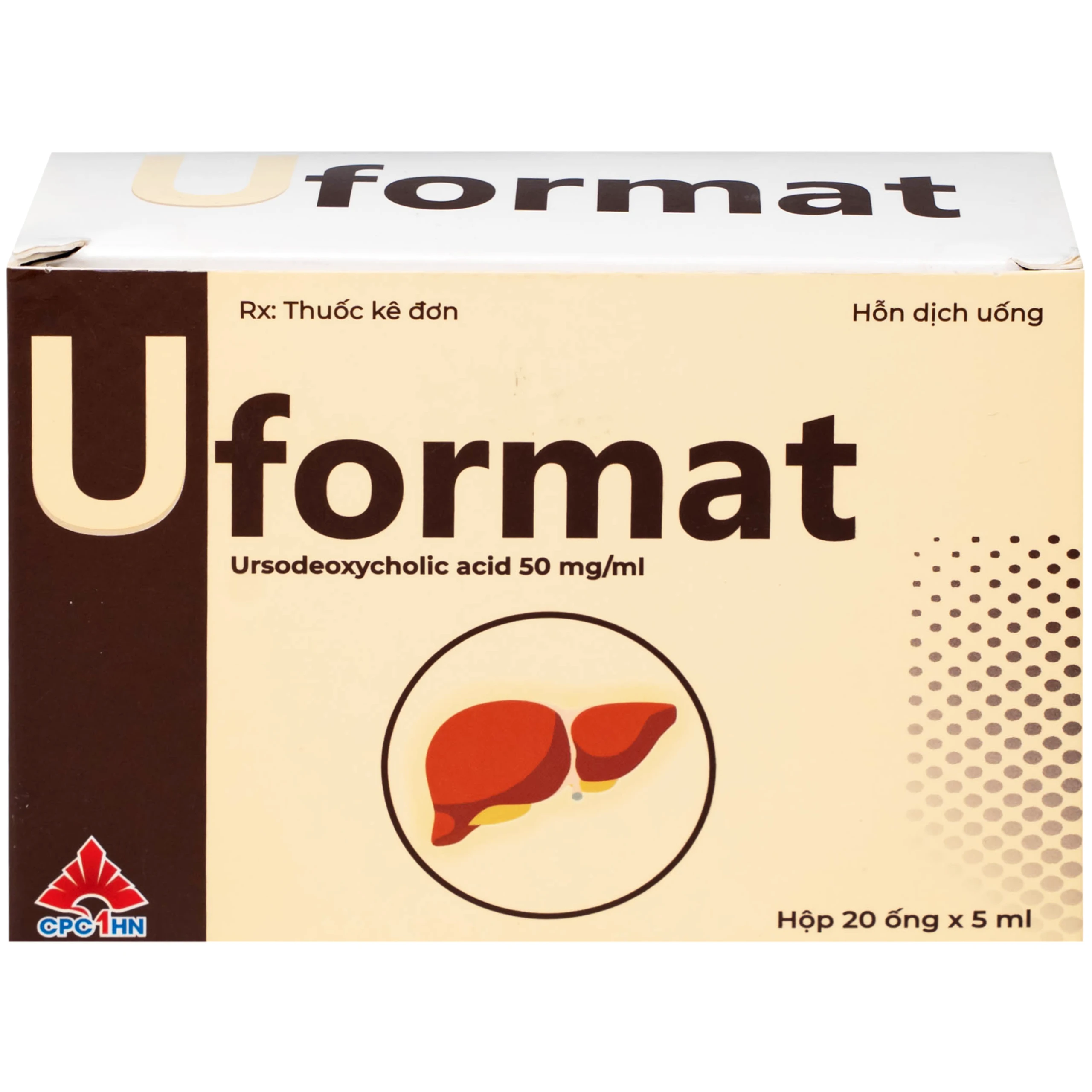 Thuốc Uformat 50mg CPC1HN điều trị xơ gan mật nguyên phát và giúp hoà tan sỏi mật (20 ống x 5ml)