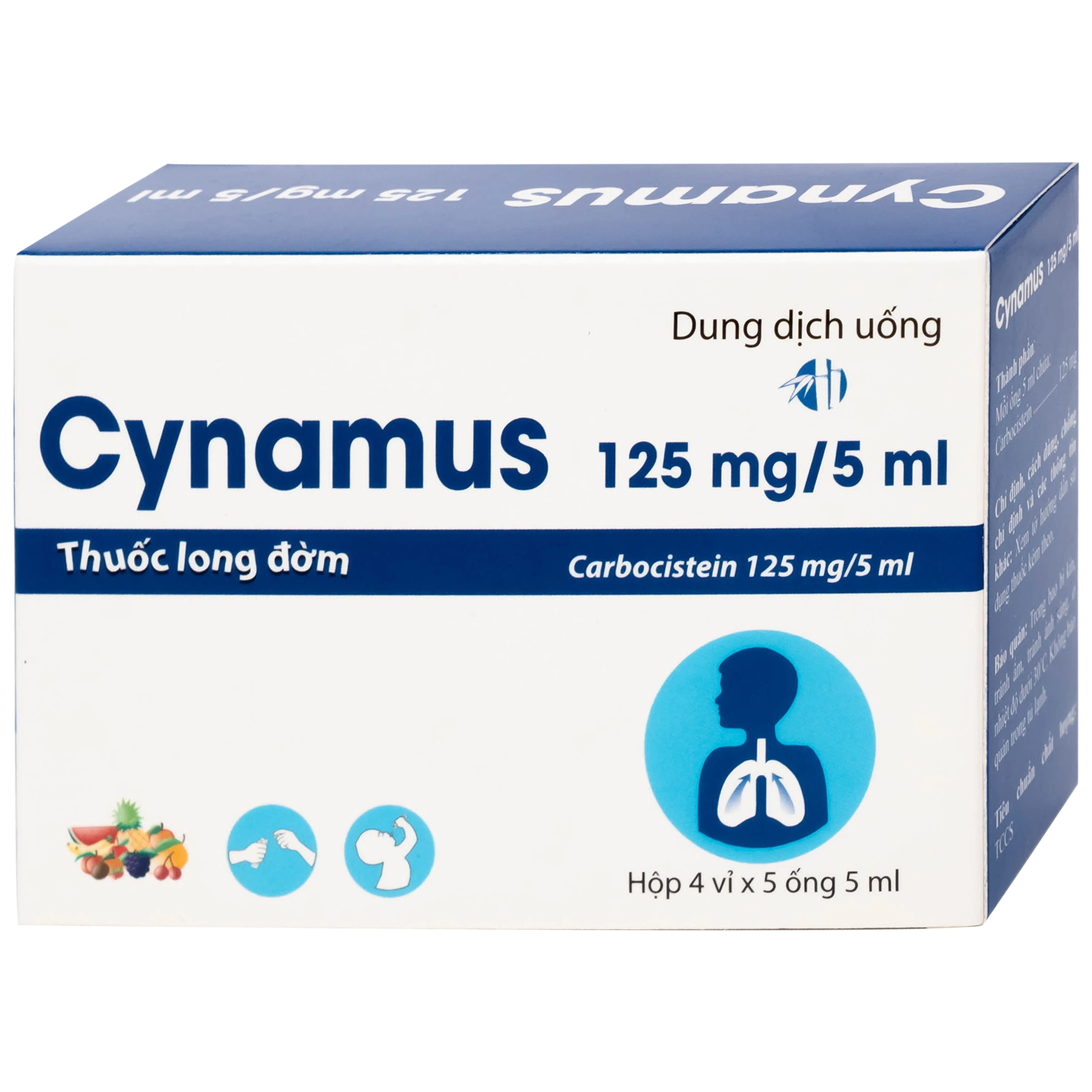 Dung dịch uống Cynamus 125mg/5ml CPC1HN dùng khi ho có đàm, tăng tiết nhiều đàm (4 vỉ x 5 ống)