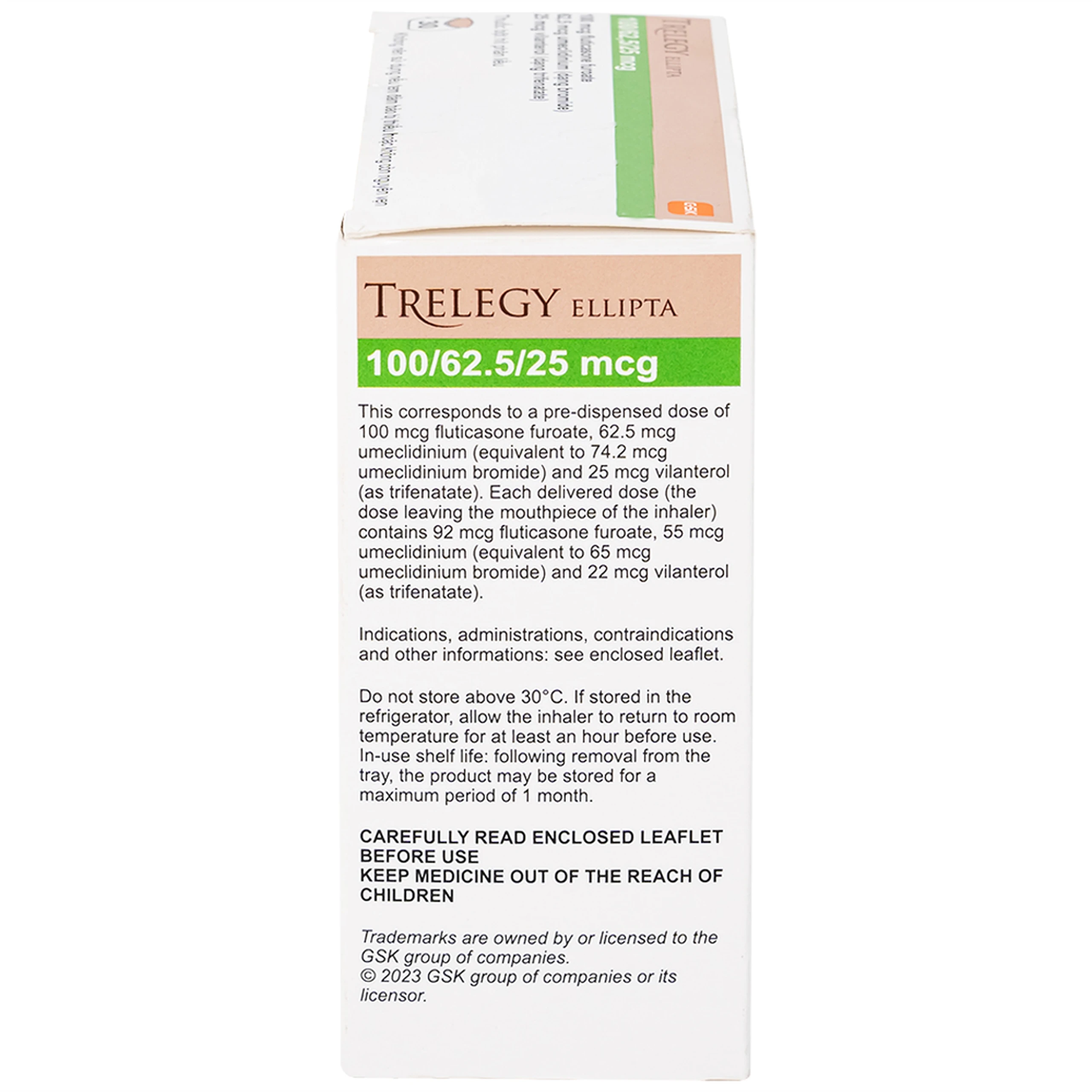 Thuốc bột hít phân liều Trelegy Ellipta GSK điều trị bệnh phổi tắc nghẽn mãn tính (30 liều hít)