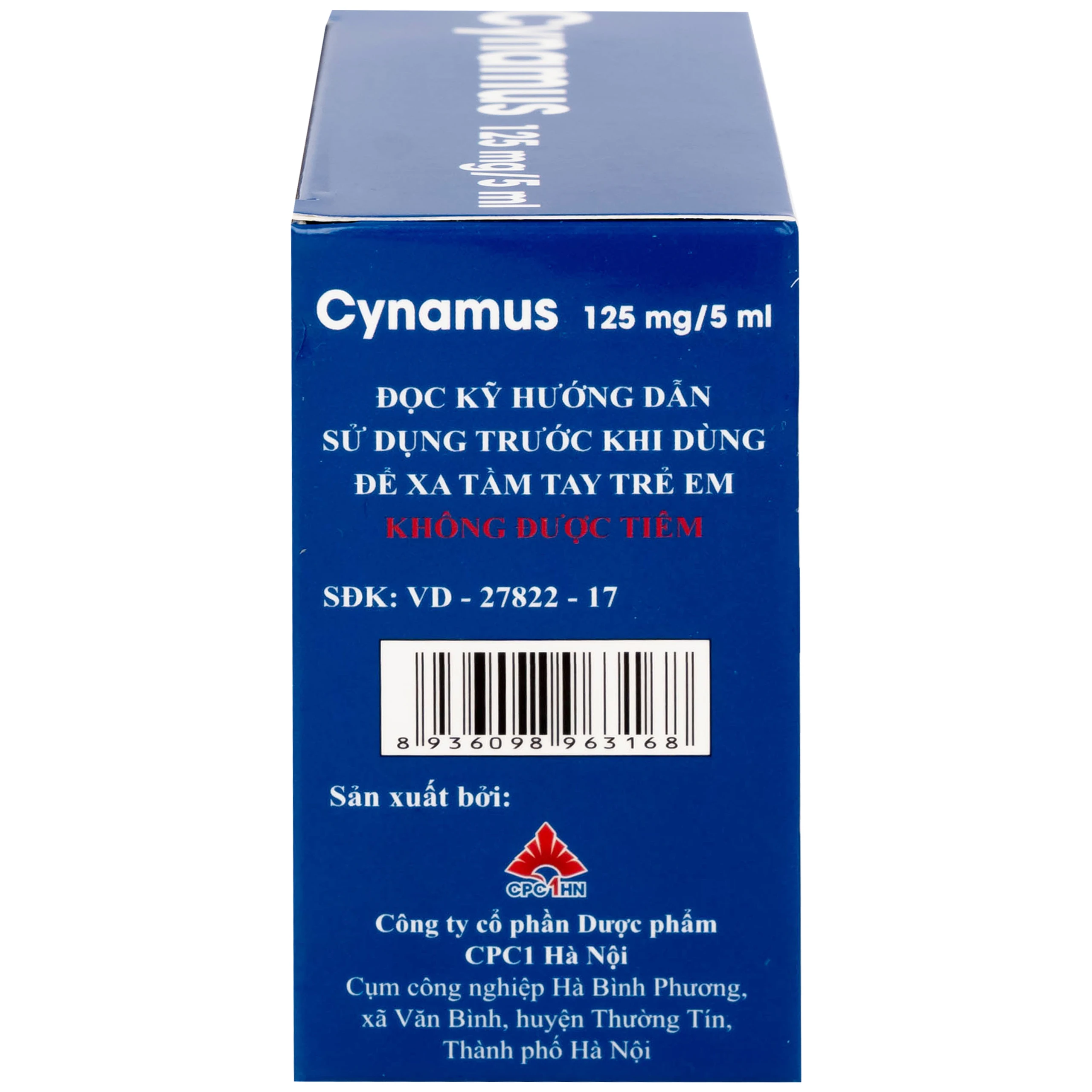 Dung dịch uống Cynamus 125mg/5ml CPC1HN dùng khi ho có đàm, tăng tiết nhiều đàm (4 vỉ x 5 ống)