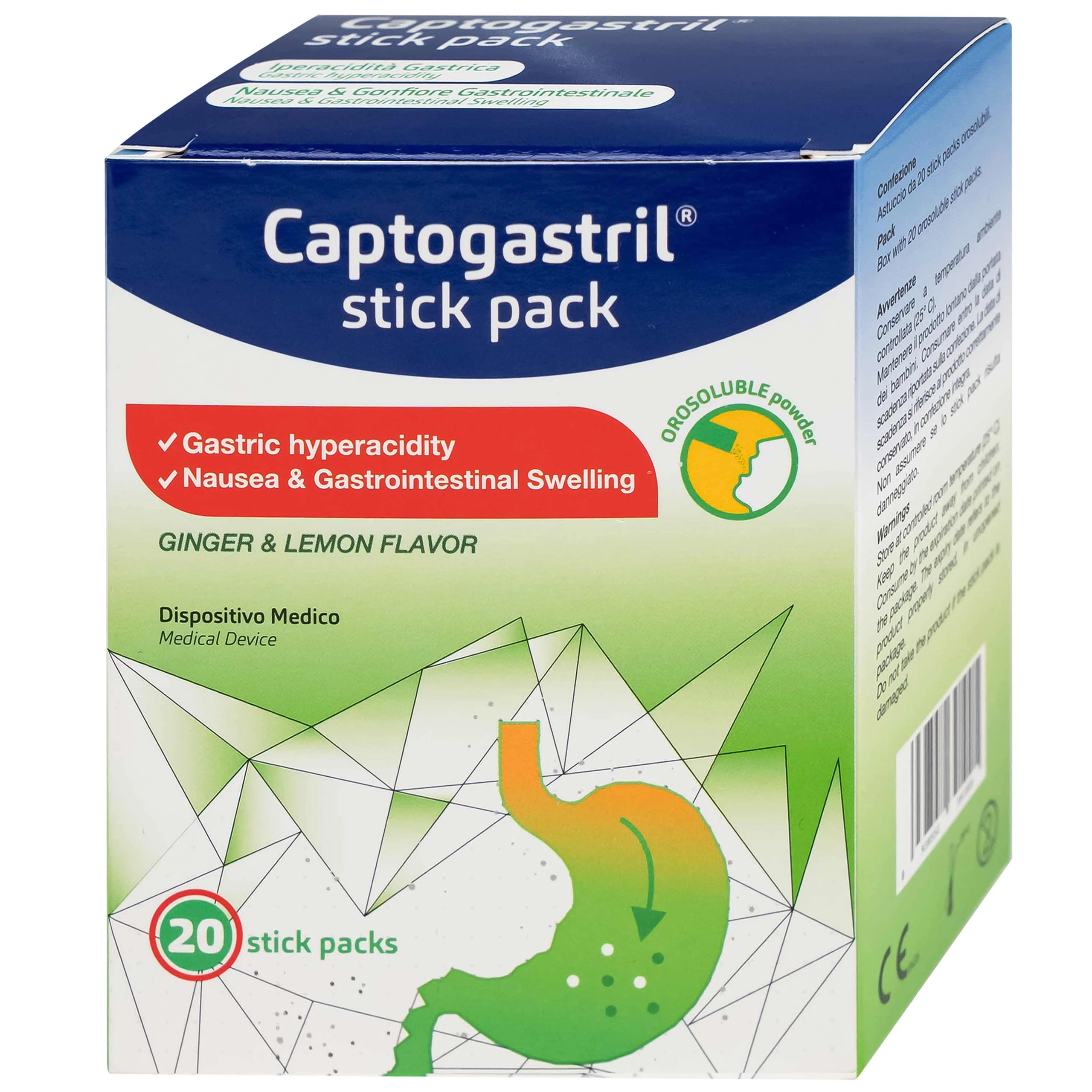 Vi bột Captogastril giảm nhanh acid, đau dạ dày, ợ nóng, đầy hơi, buồn nôn, khó tiêu hộp 20 gói