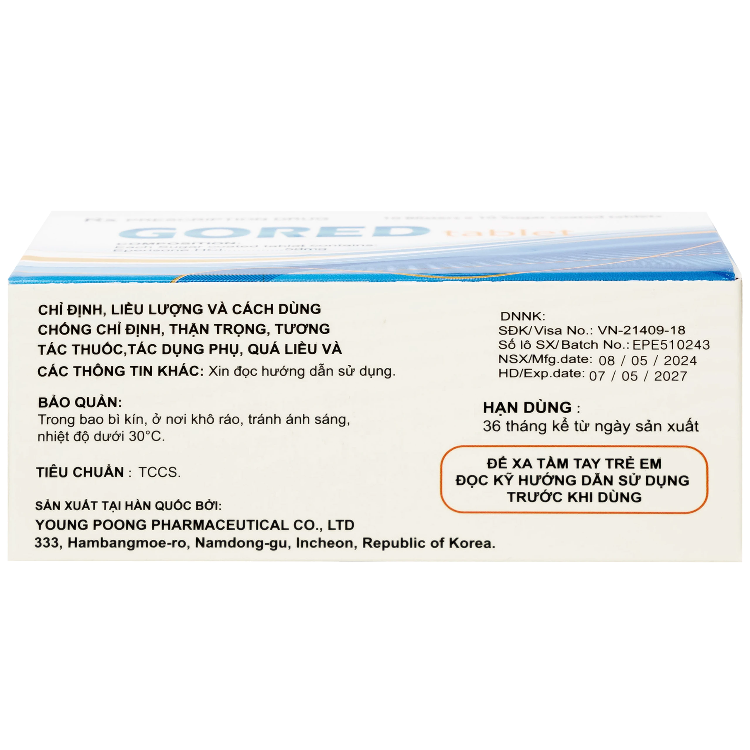 Thuốc Gored 50mg Young Poong điều trị hội chứng đốt sống cổ, viêm quanh khớp vai (10 vỉ x 10 viên)