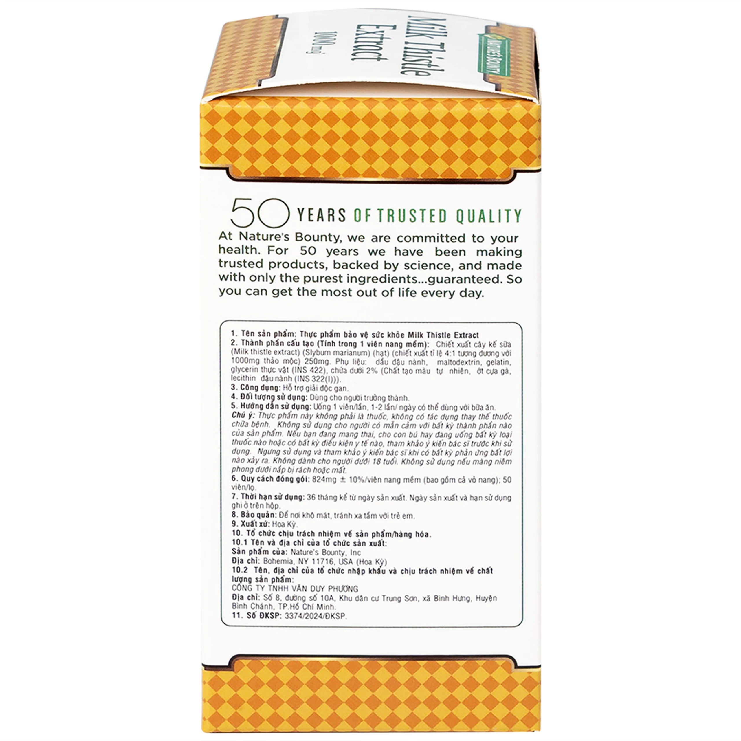 Viên uống hỗ trợ tăng cường chức năng gan, bảo vệ gan Milk Thistle Nature's Bounty (50 viên)