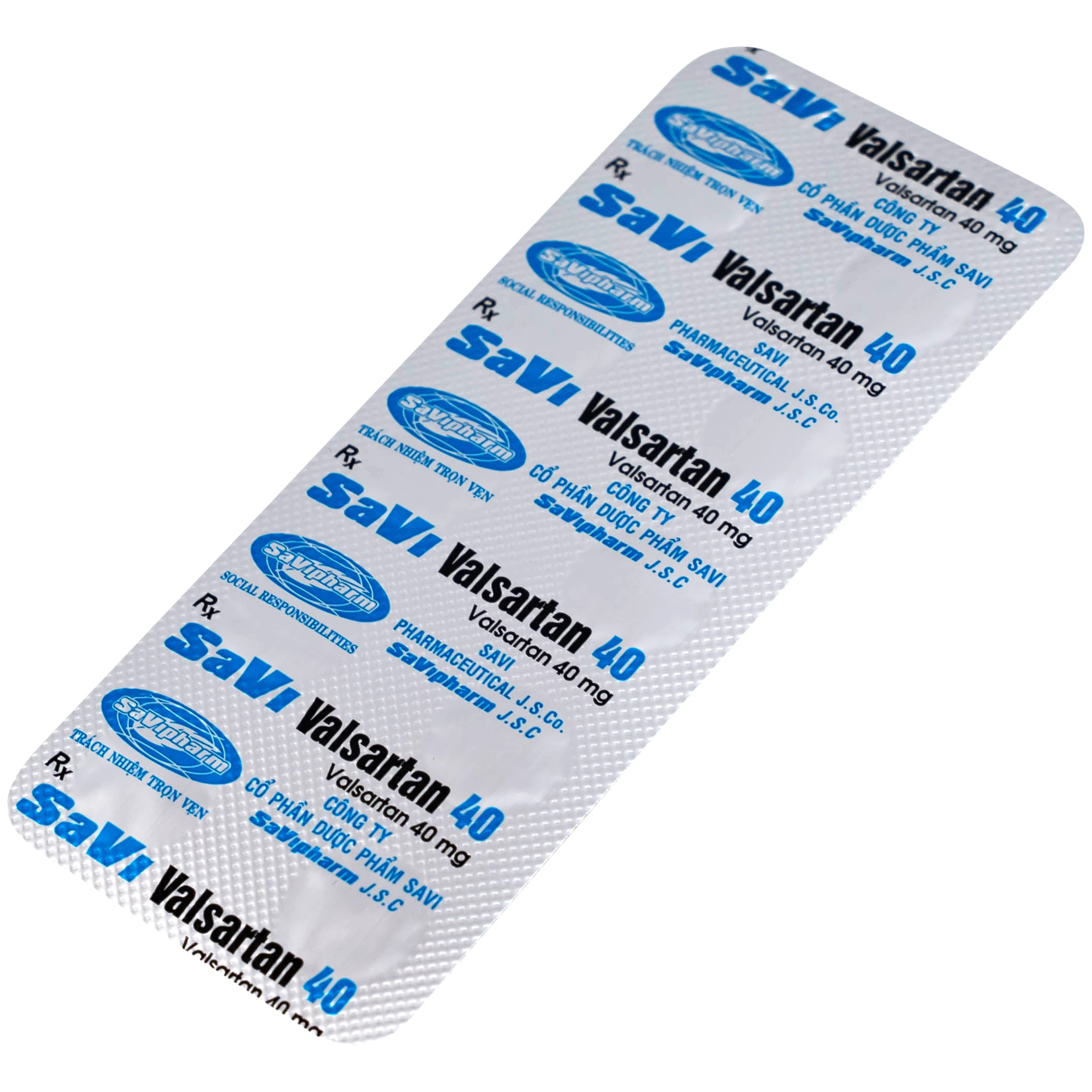 Thuốc SaVi Valsartan 40mg Savipharm điều trị nhồi máu cơ tim, suy tim và tăng huyết áp (3 vỉ x 10 viên)